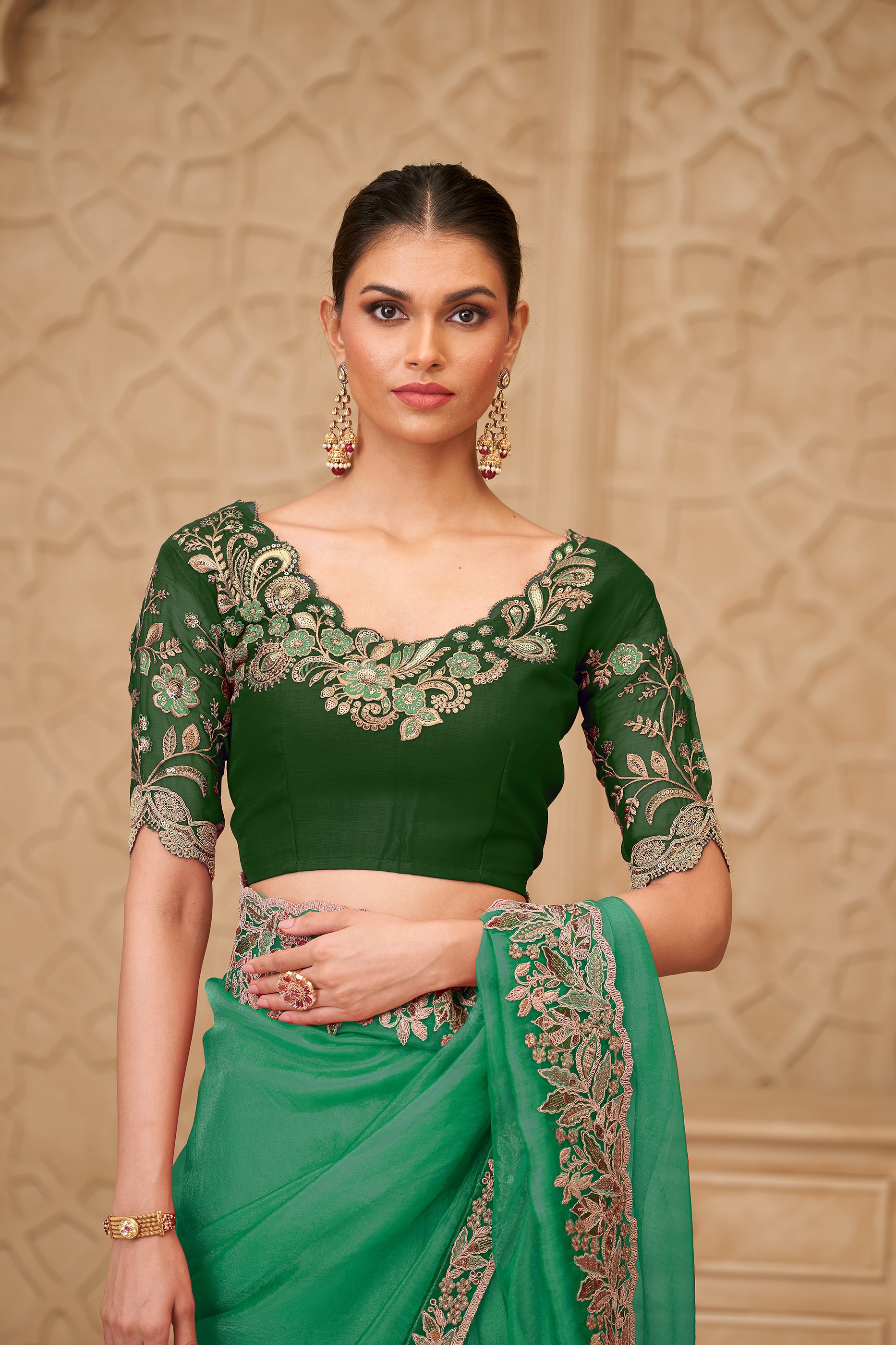 Green Embroidered Georgette Silk Saree-SAR12481_3_SareeButa.com