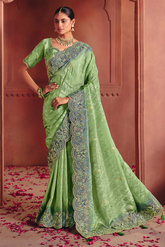 Green Embroidered Jacquard Dola Silk Saree-SAR12082_1_SareeButa.com