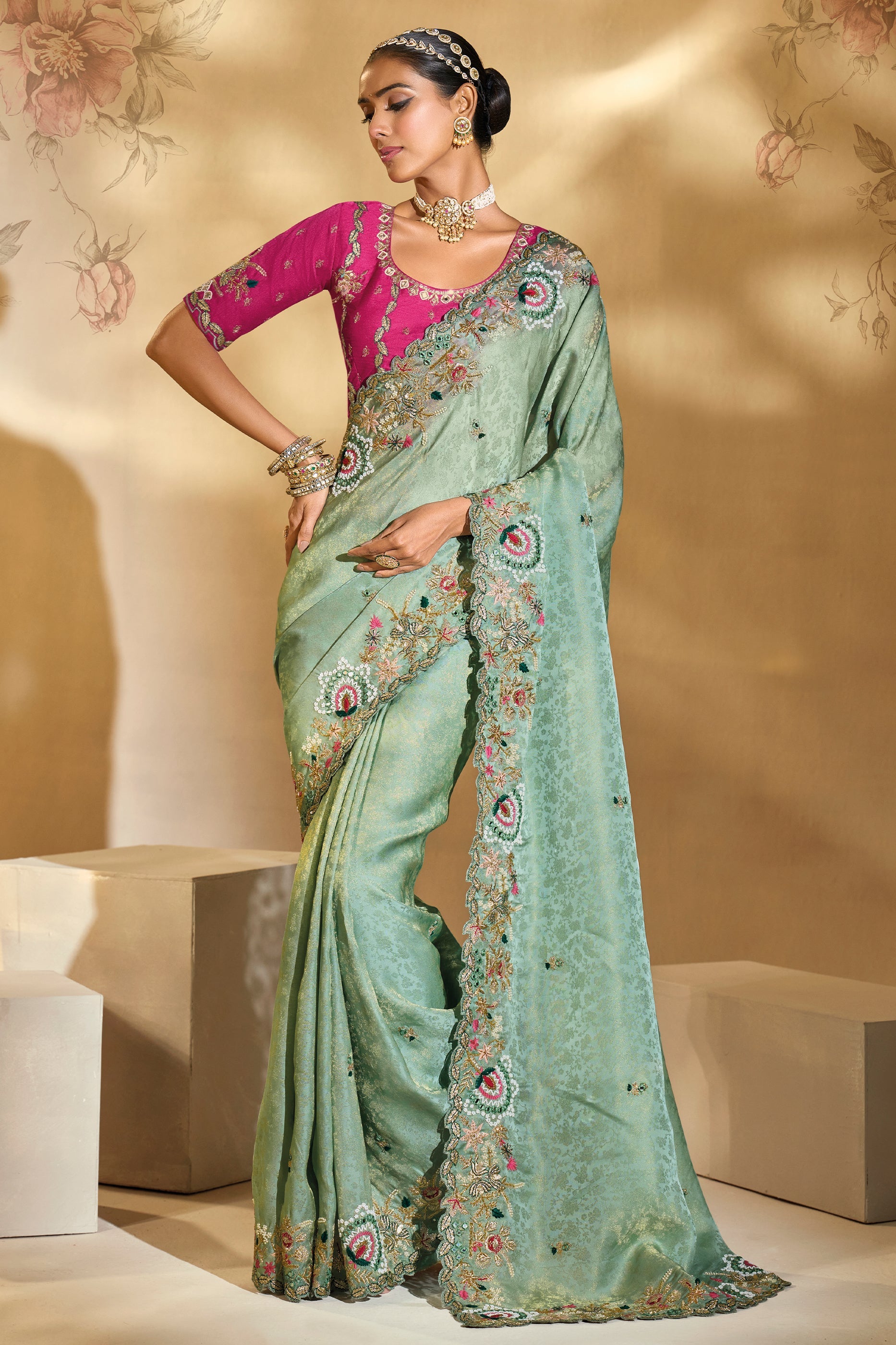 Green Embroidered Kanjivaram Silk Saree-SAR10613_1_SareeButa.com