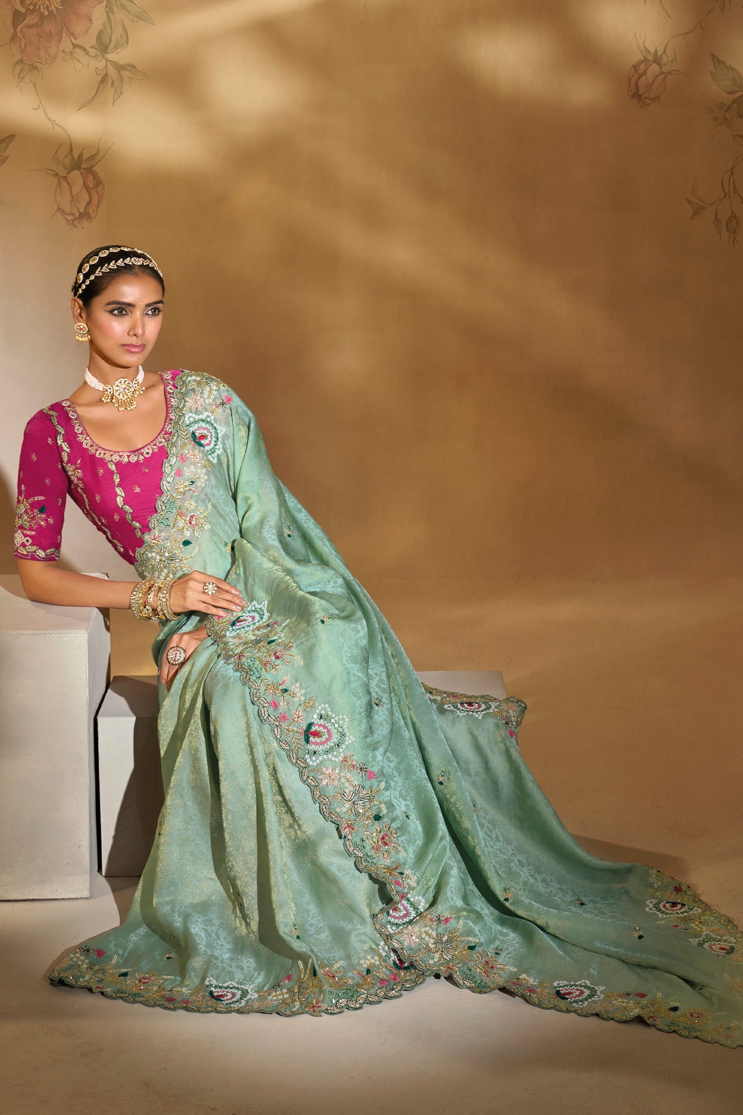 Green Embroidered Kanjivaram Silk Saree-SAR10613_3_SareeButa.com