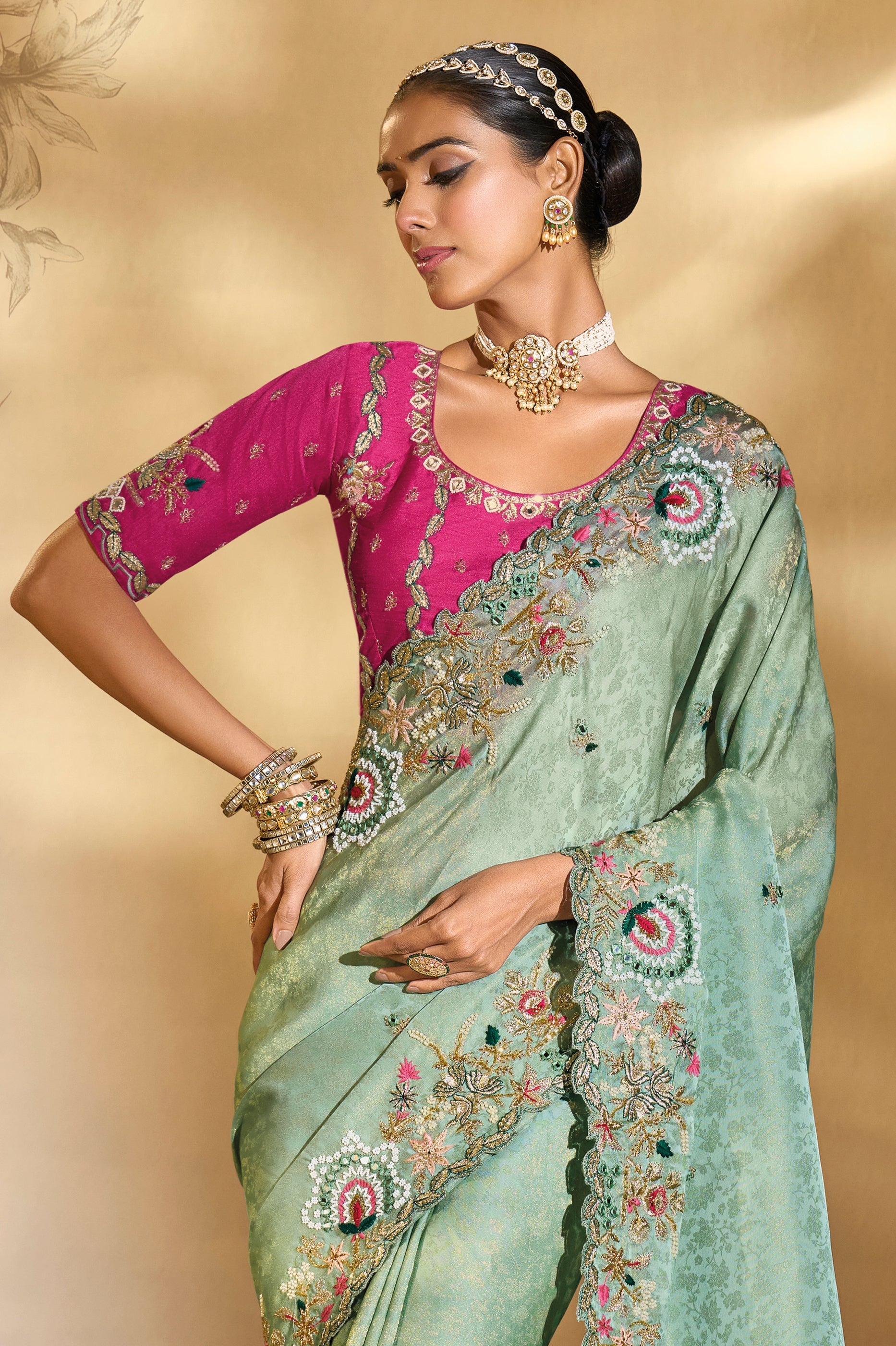 Green Embroidered Kanjivaram Silk Saree-SAR10613_5_SareeButa.com