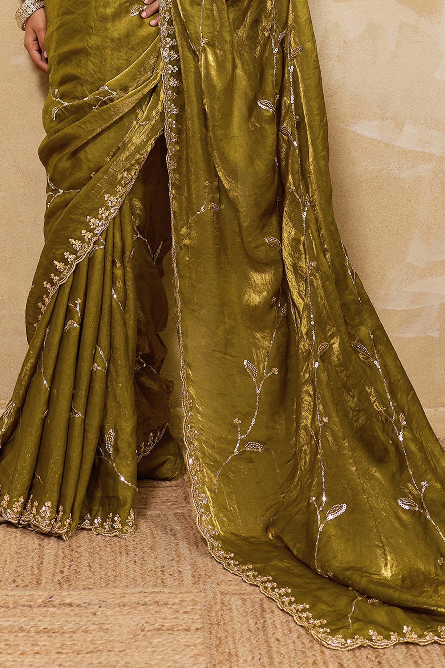 Green Embroidered Metallic Satin Saree-SAR12535_5_SareeButa.com