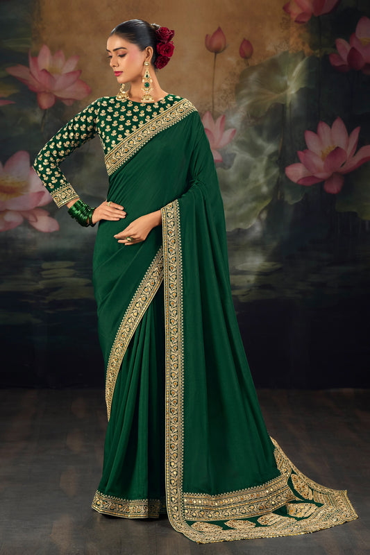 Green Embroidered Munga Silk Saree-SAR12276_1_SareeButa.com