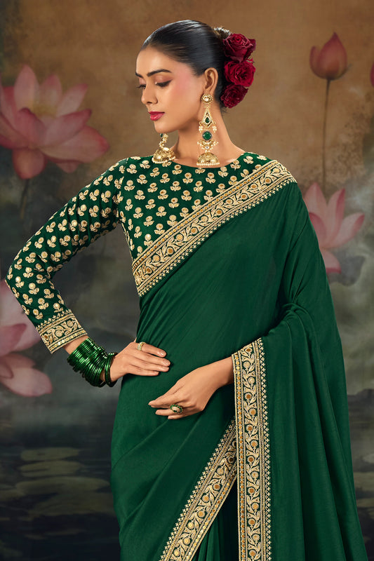 Green Embroidered Munga Silk Saree-SAR12276_2_SareeButa.com