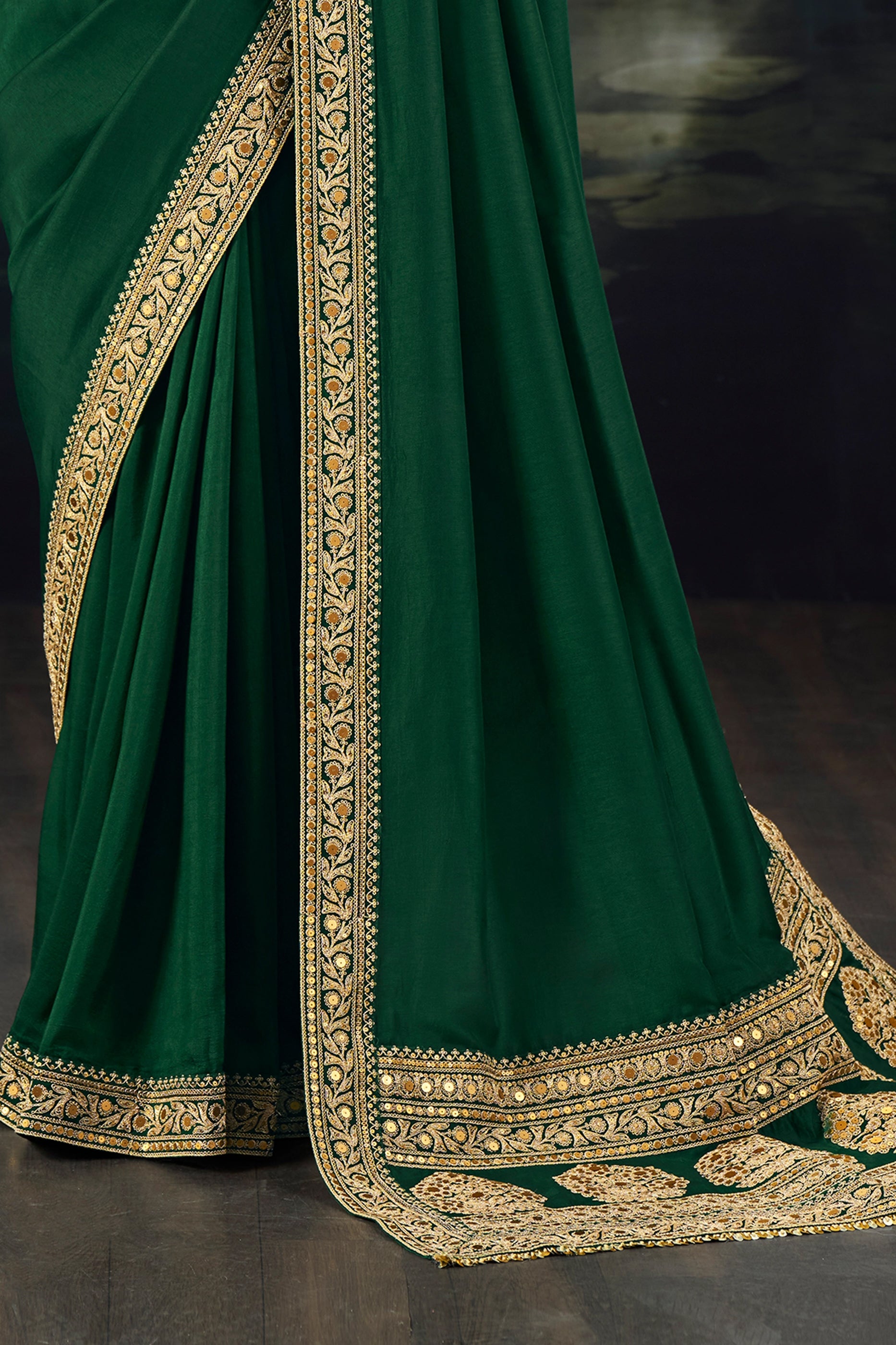 Green Embroidered Munga Silk Saree-SAR12276_3_SareeButa.com