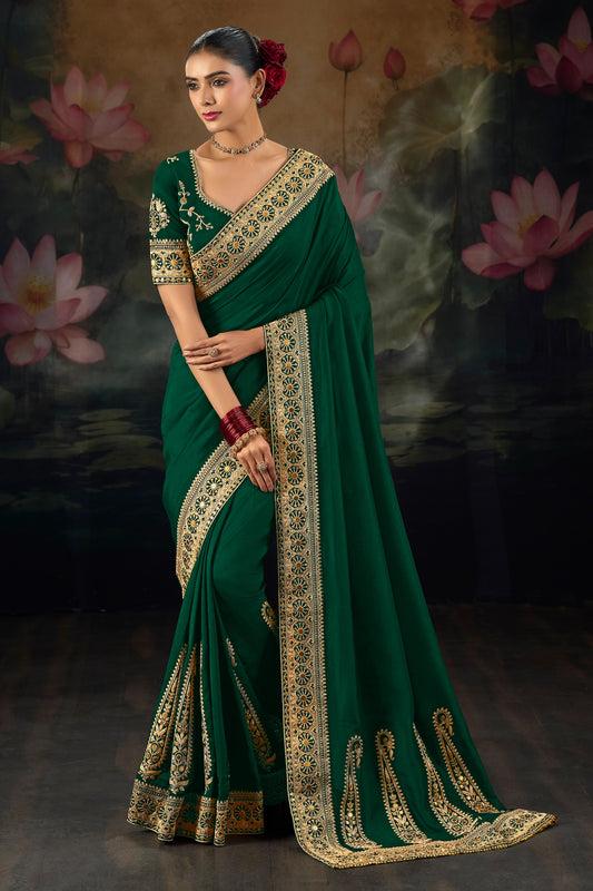 Green Embroidered Munga Silk Saree-SAR12284_1_SareeButa.com