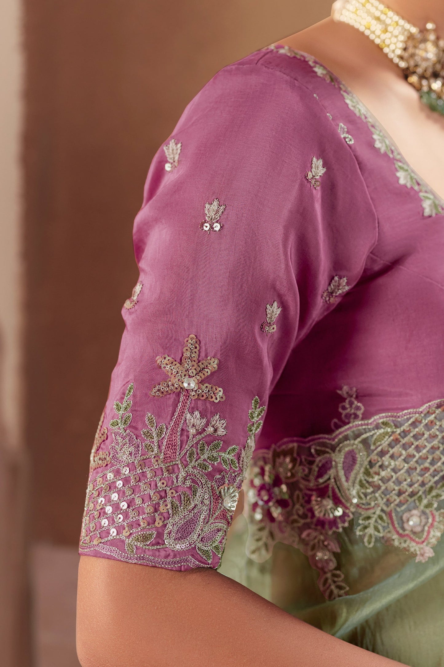 Green Embroidered Organza Saree-SAR10557_4_SareeButa.com