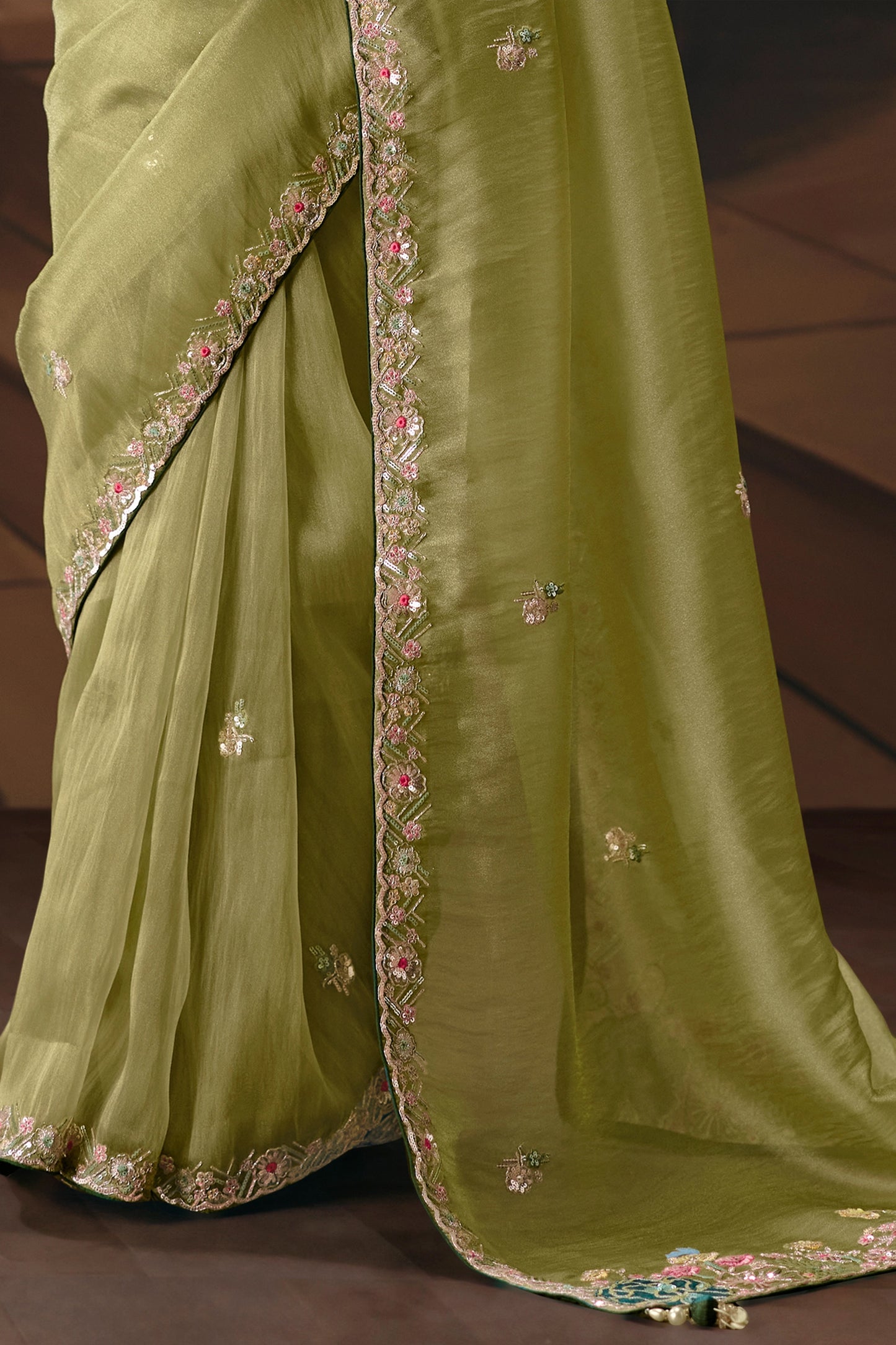 Green Embroidered Organza Saree-SAR12024_5_SareeButa.com