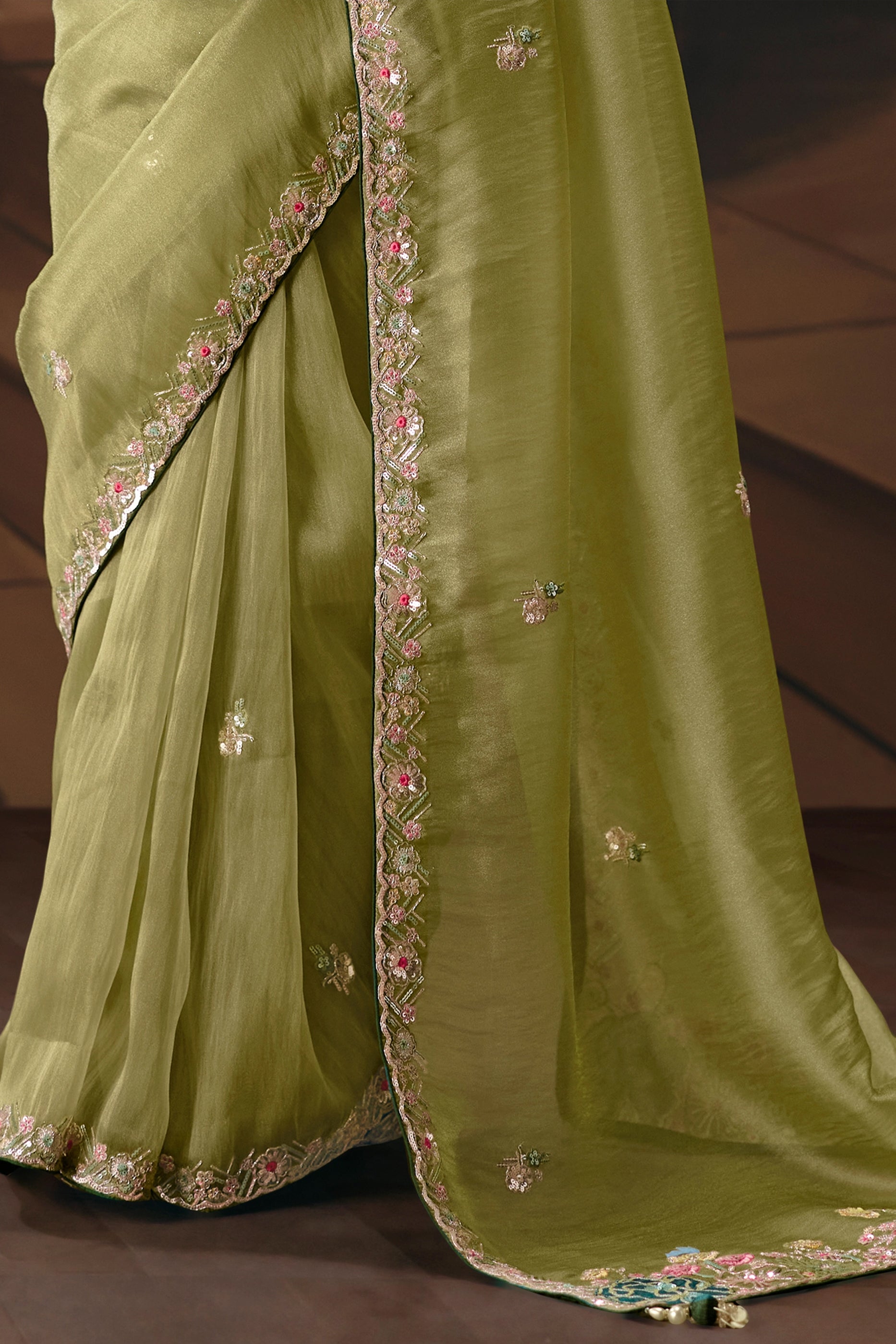 Green Embroidered Organza Saree-SAR12024_5_SareeButa.com
