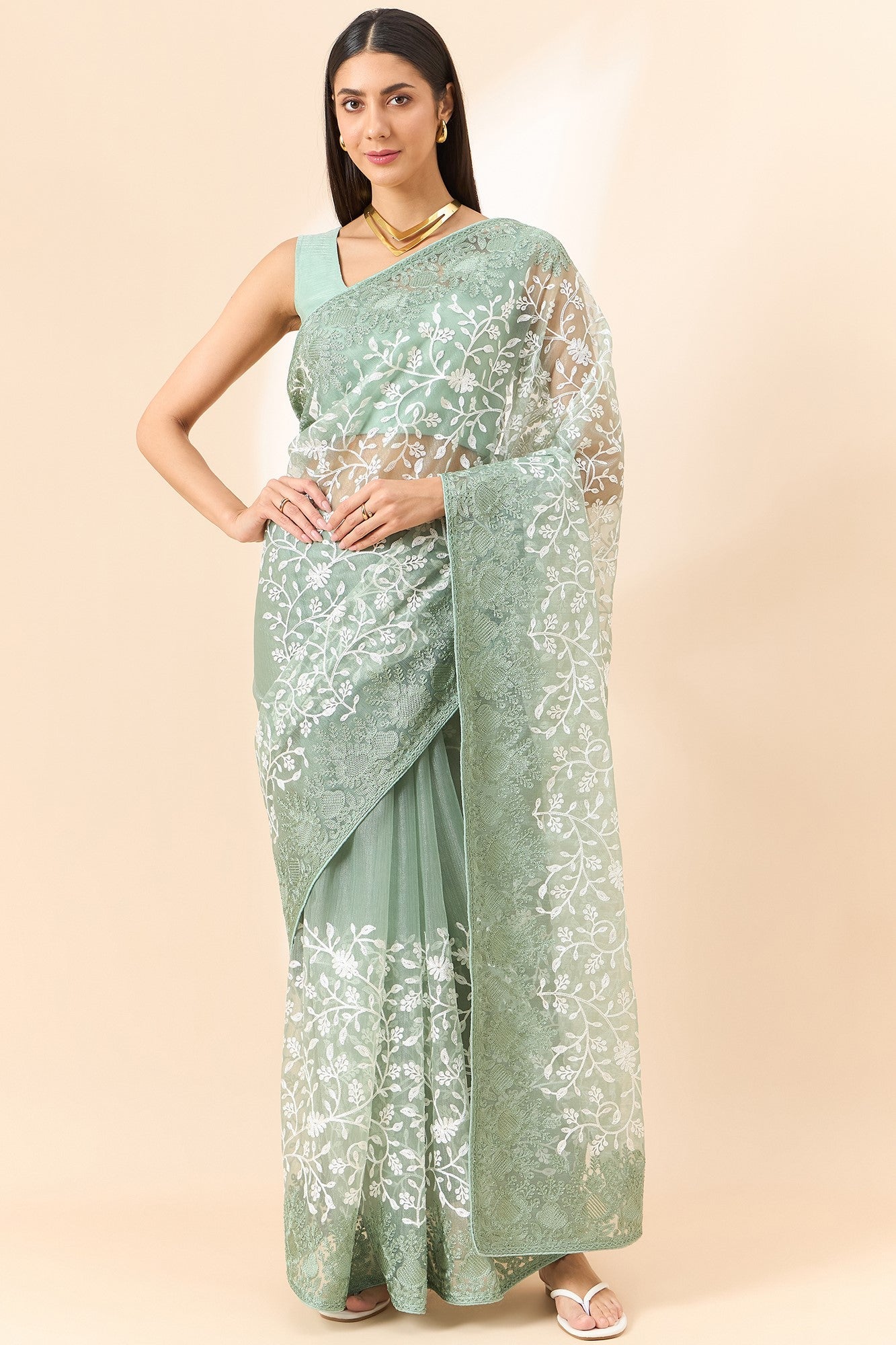 green-embroidered-organza-saree-zb131084_1_SareeButa.com