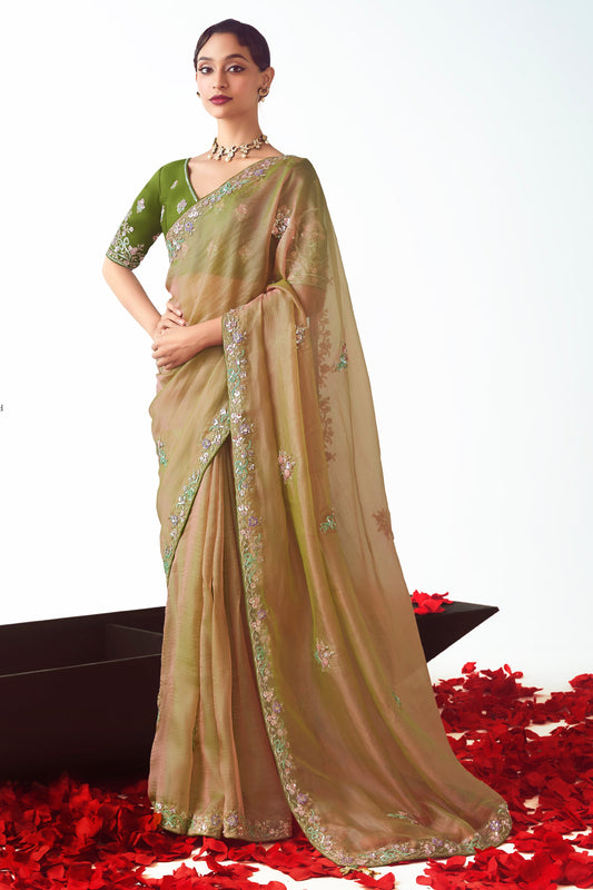 Green Embroidered Organza Saree-ZB134773_1_SareeButa.com
