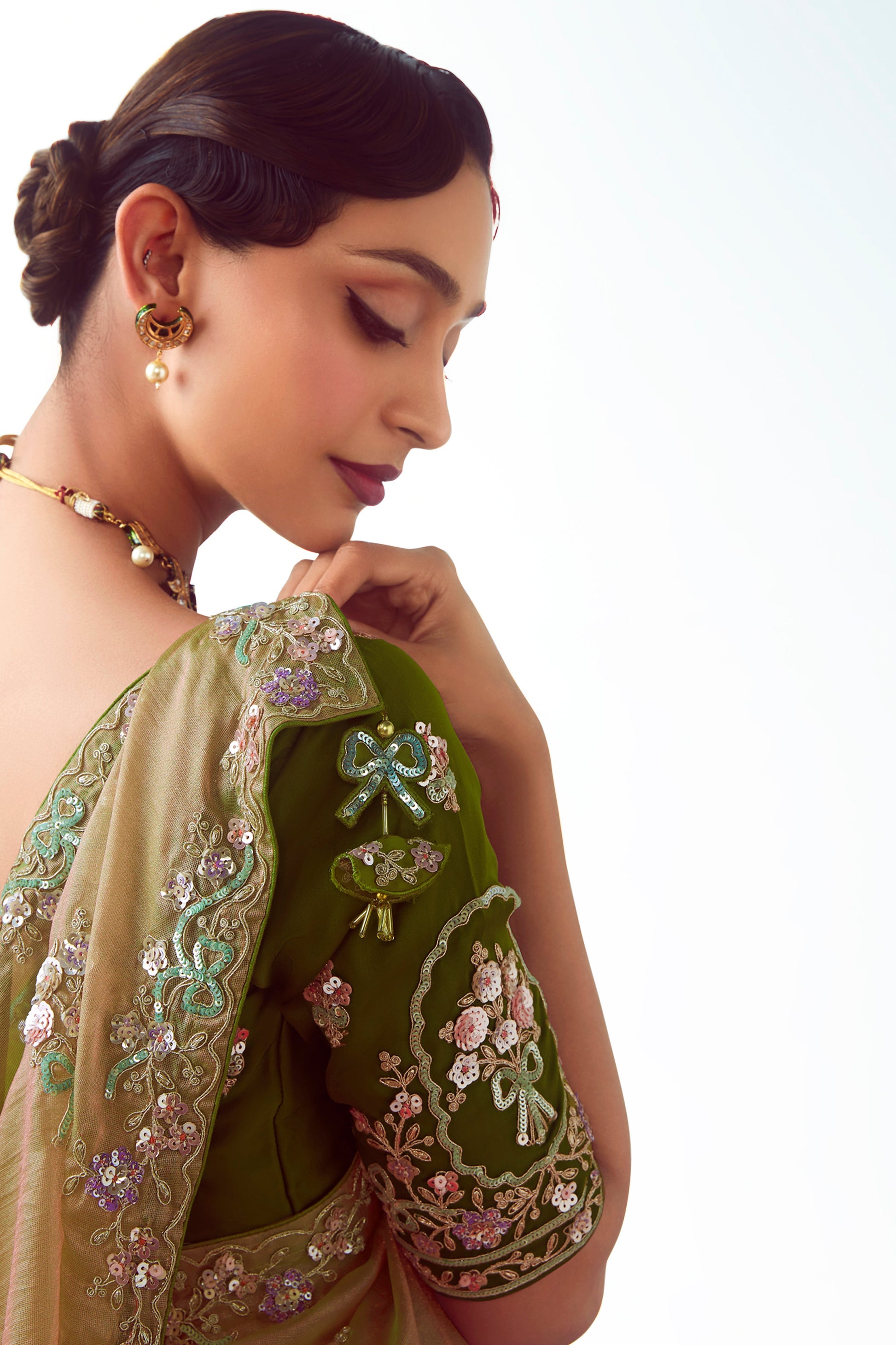 Green Embroidered Organza Saree-ZB134773_3_SareeButa.com