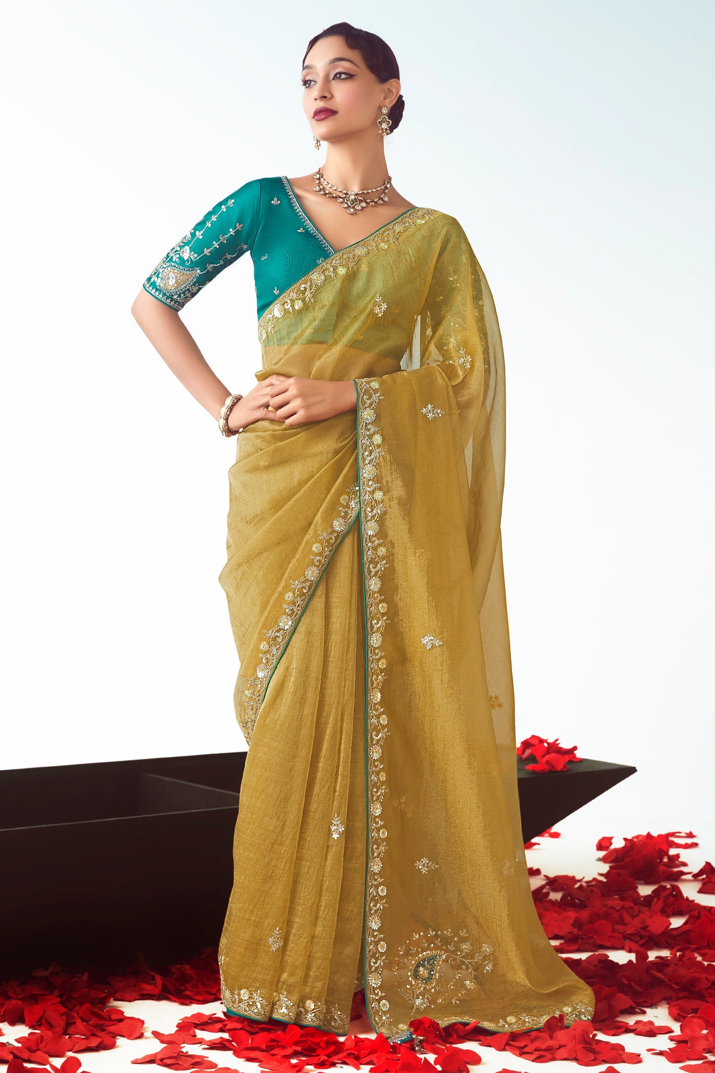 Green Embroidered Organza Saree-ZB134781_1_SareeButa.com