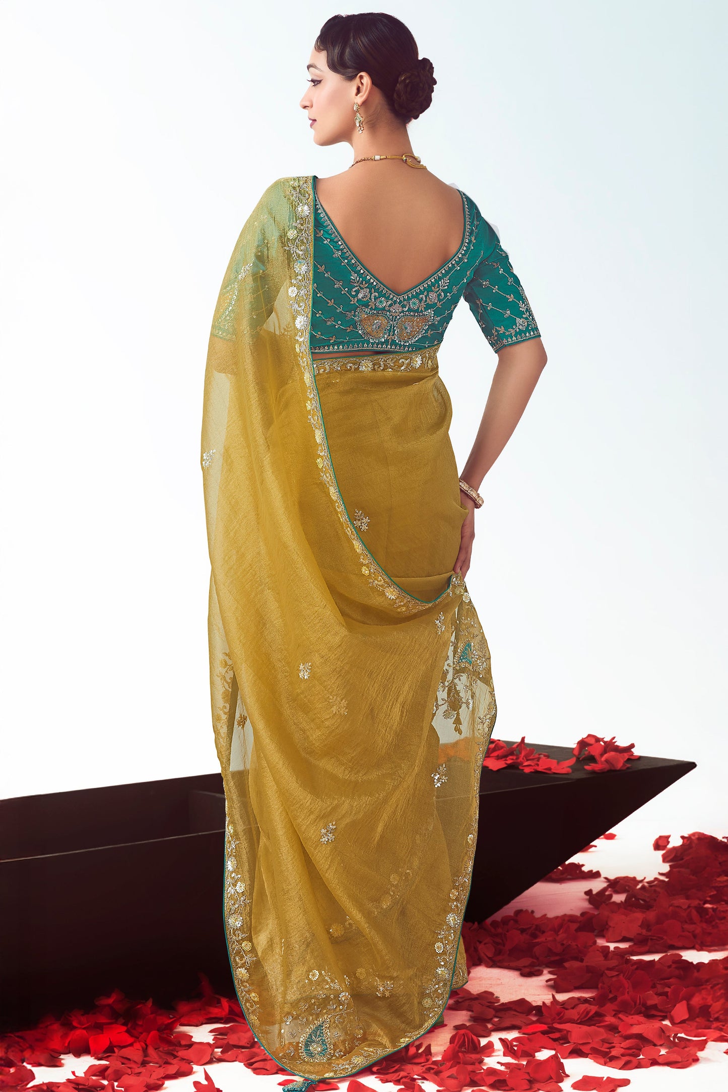 Green Embroidered Organza Saree-ZB134781_3_SareeButa.com