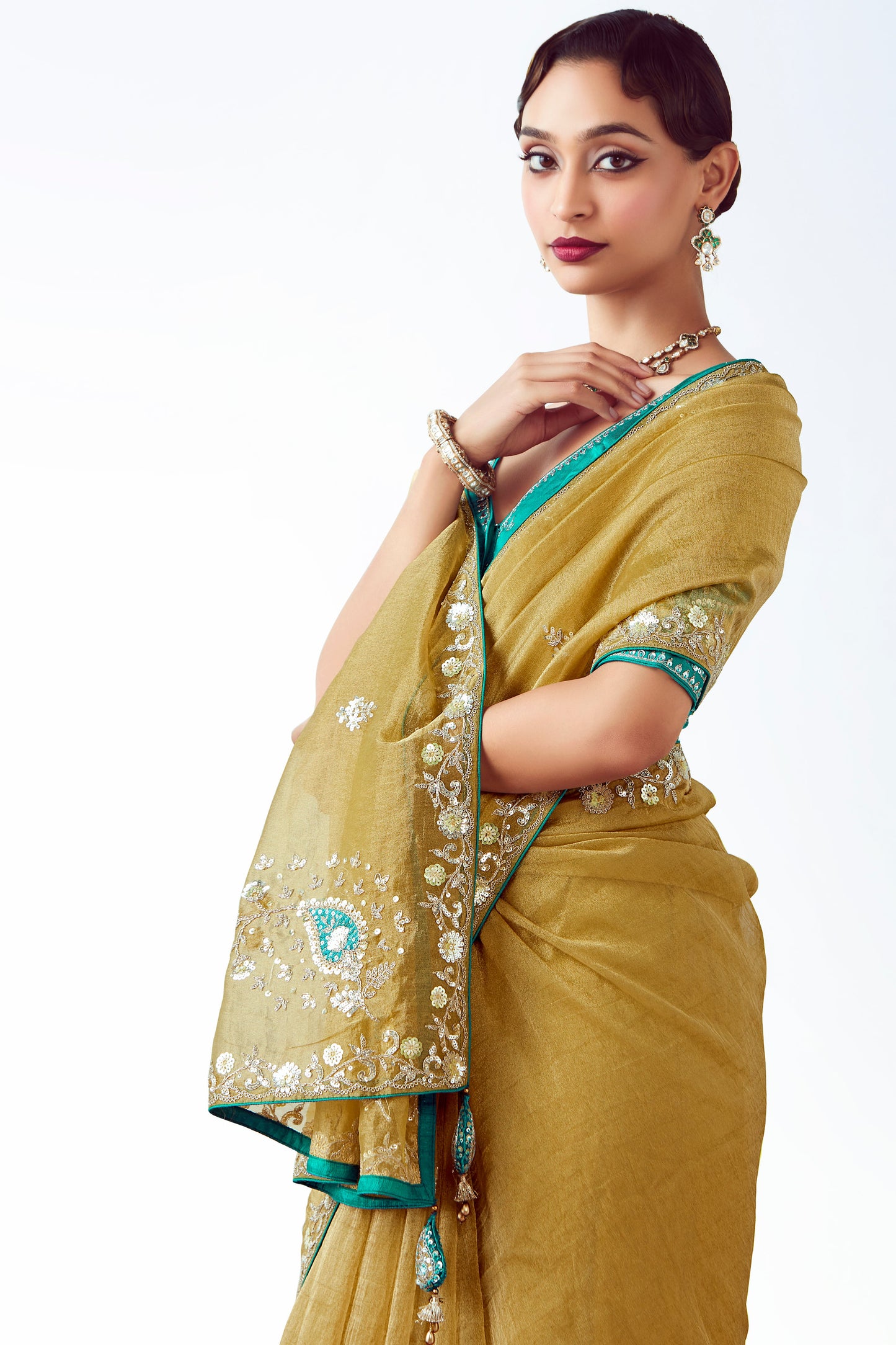 Green Embroidered Organza Saree-ZB134781_4_SareeButa.com