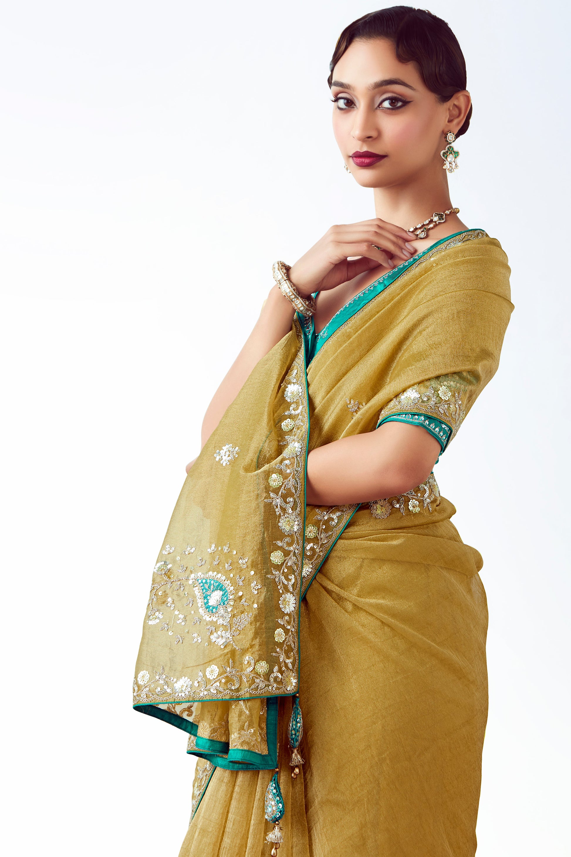 Green Embroidered Organza Saree-ZB134781_4_SareeButa.com