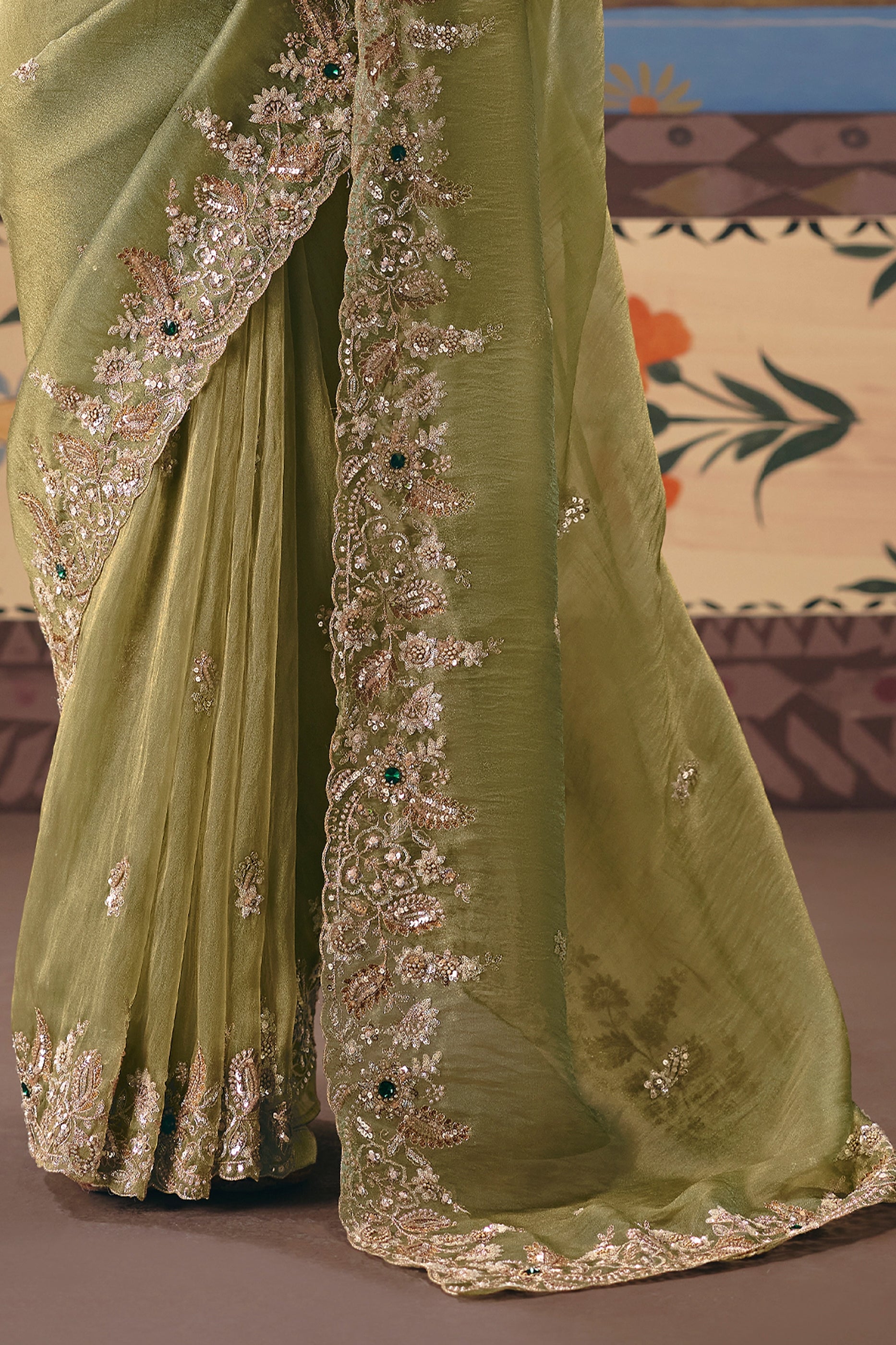Green Embroidered Organza Silk Saree-SAR12256_5_SareeButa.com