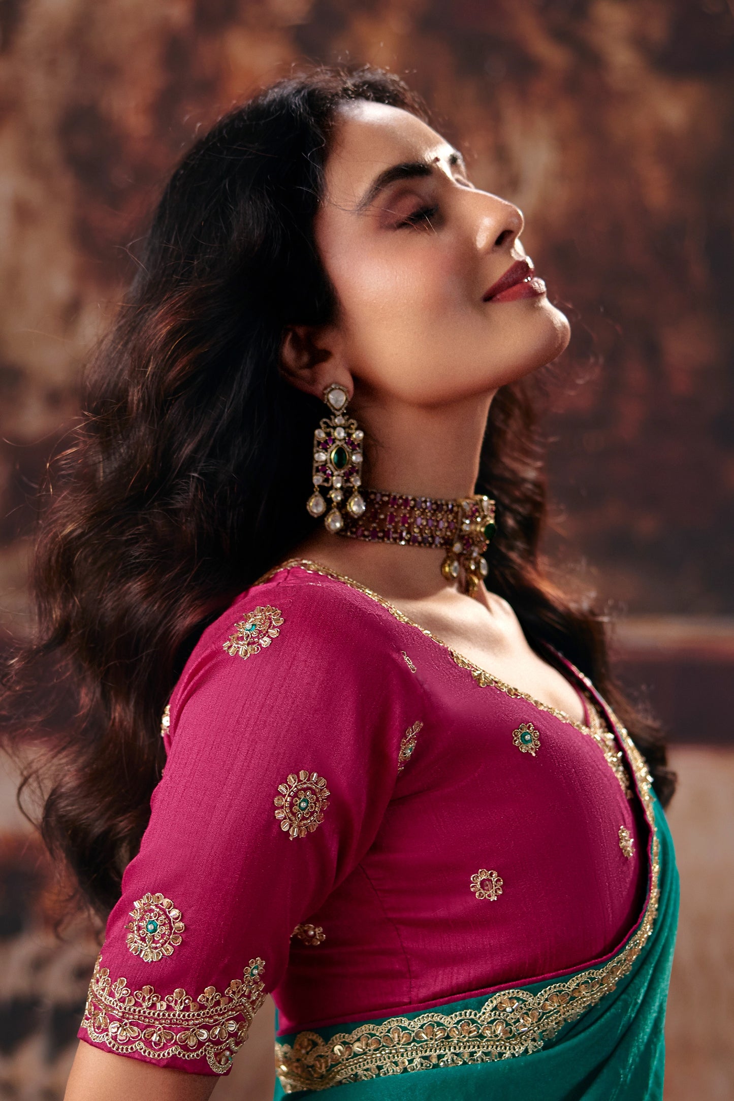 Green Embroidered Rayon Silk Saree-SAR13194_3_SareeButa.com