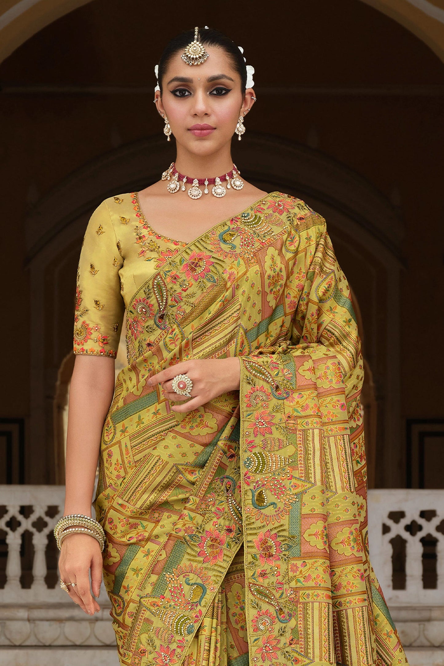 Green Embroidered Silk Saree-SAR11392_3_SareeButa.com
