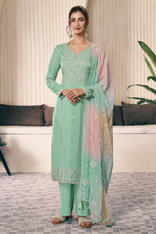 Green Embroidered Silk Suit-SS632_1_SareeButa.com