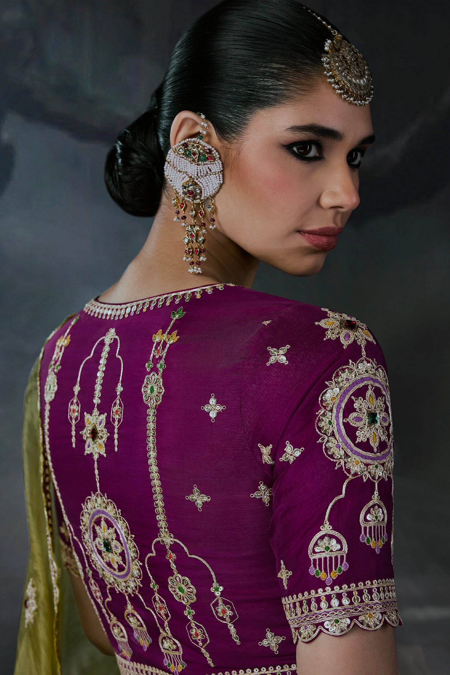 Green Embroidered Tissue Organza Saree-SAR13099_2_SareeButa.com
