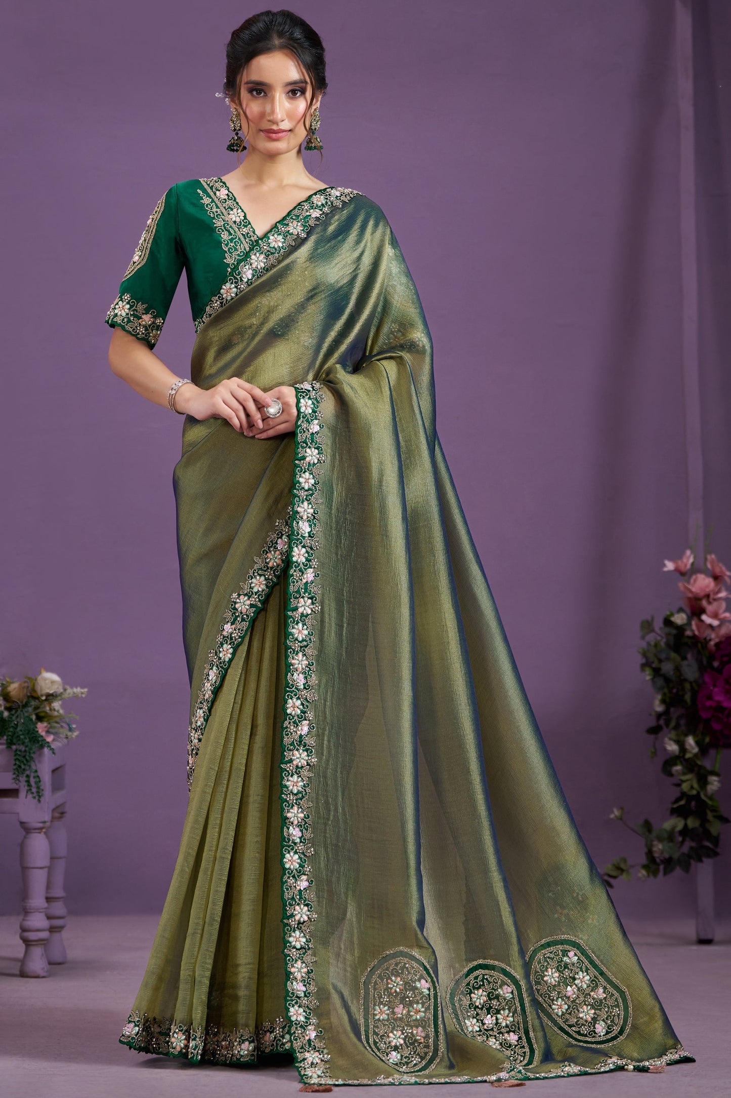 Green Embroidered Tissue Saree-ZB133355_1_SareeButa.com