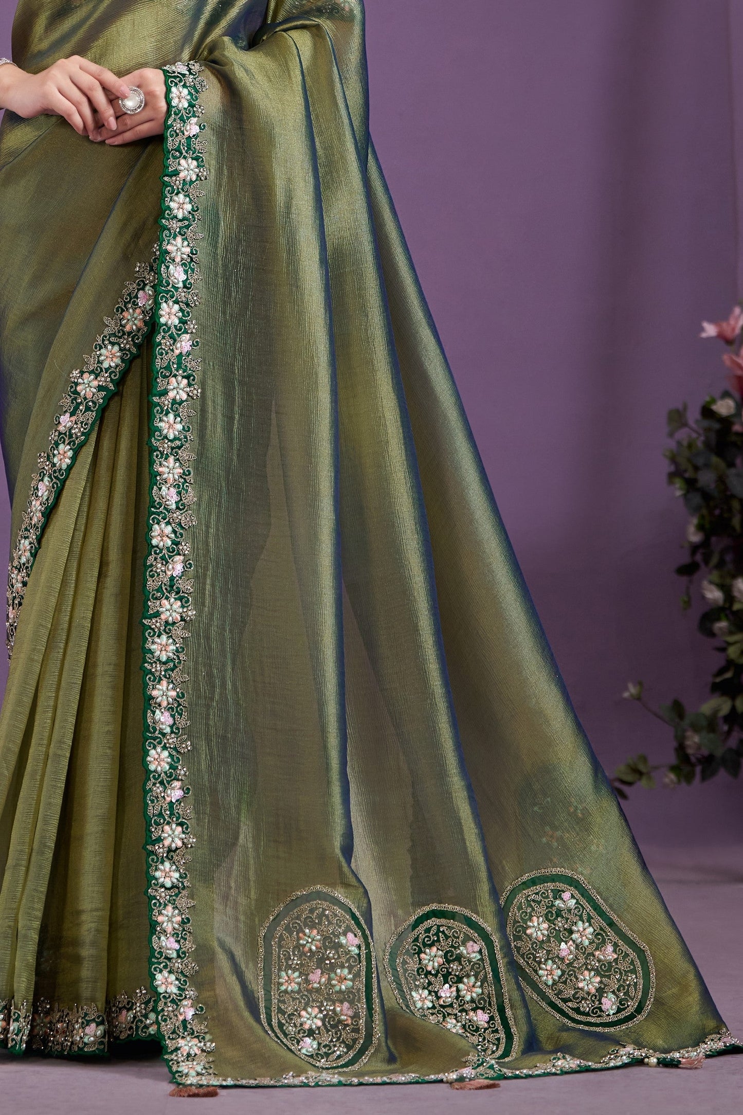 Green Embroidered Tissue Saree-ZB133355_4_SareeButa.com