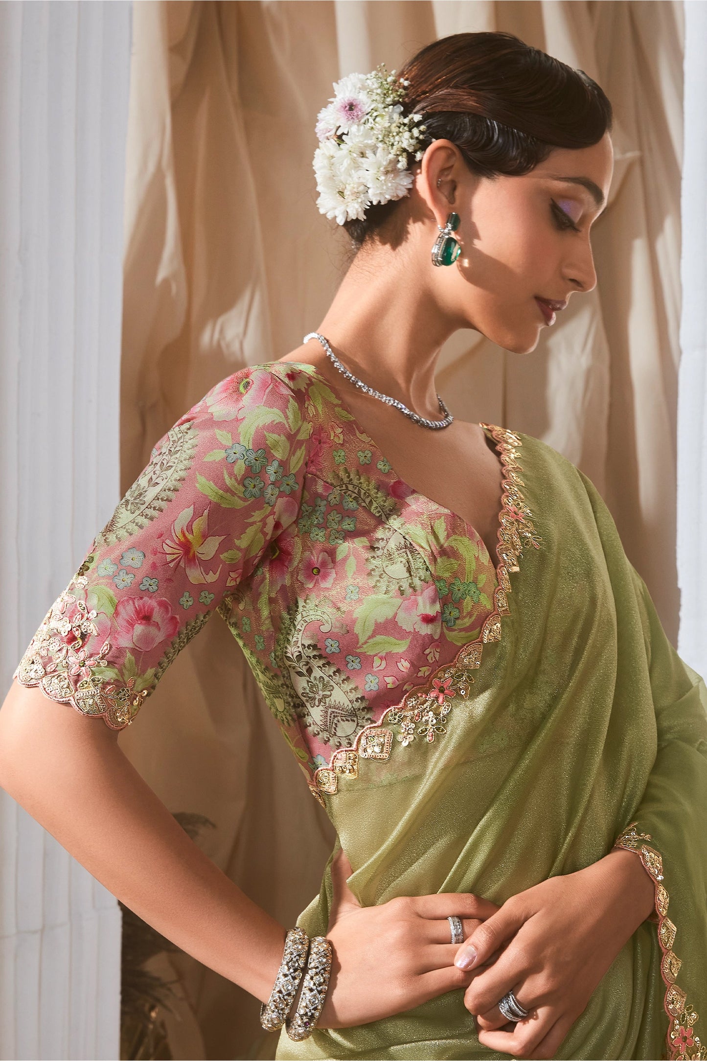 Green Embroidered Tissue Silk Saree-SAR10222_2_SareeButa.com