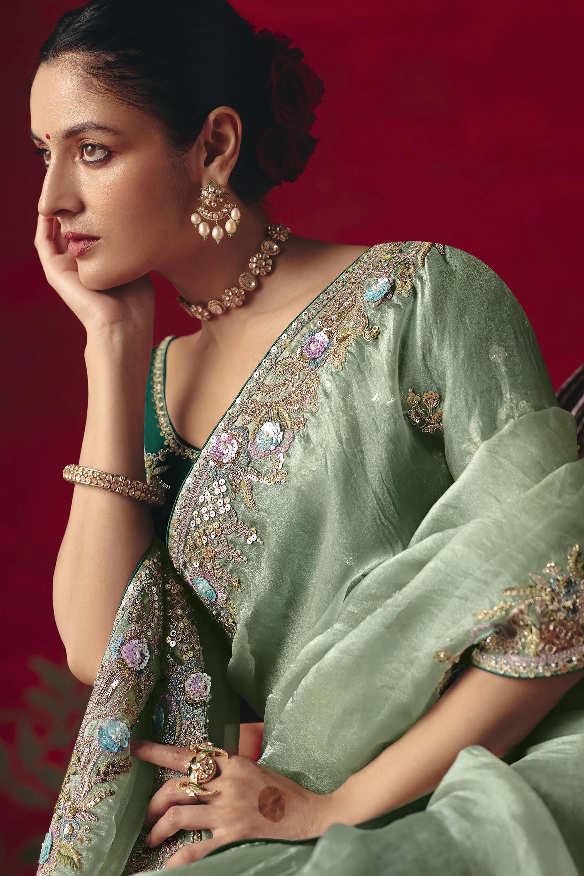 Green Embroidered Tissue Silk Saree-SAR11454_2_SareeButa.com