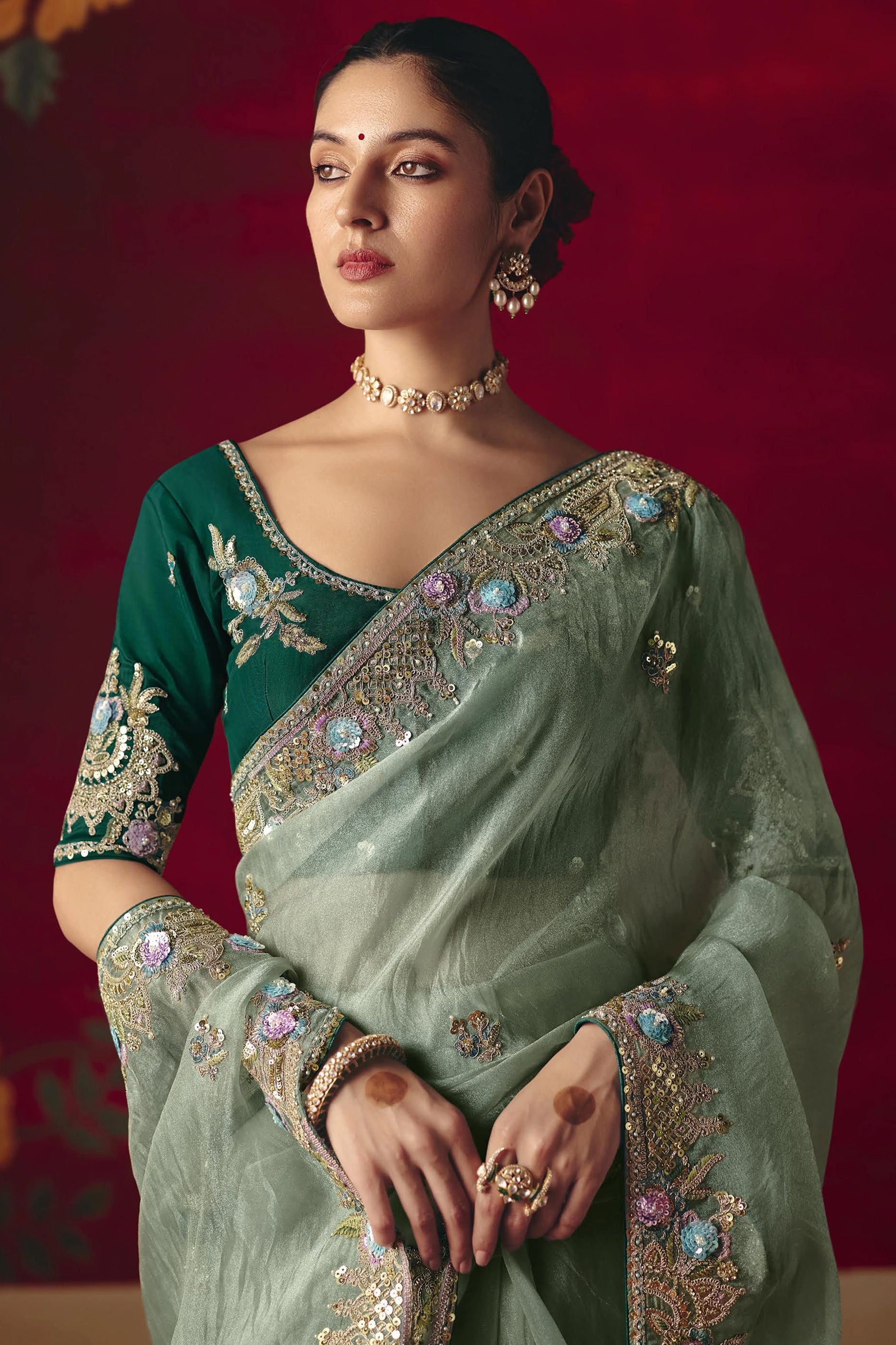 Green Embroidered Tissue Silk Saree-SAR11454_5_SareeButa.com