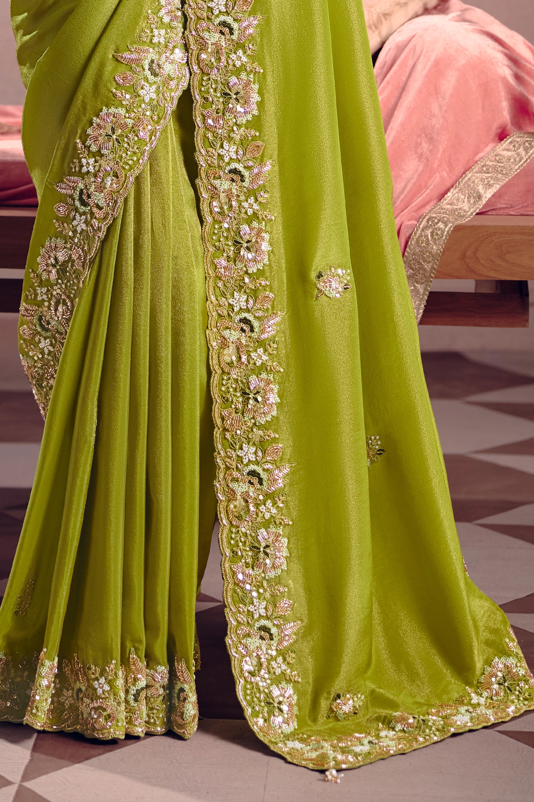 Green Embroidered Viscose Zari Tissue Saree-SAR12584_5_SareeButa.com