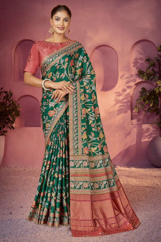 Green Floral Print Gajji Silk Saree-SAR10898_1_SareeButa.com