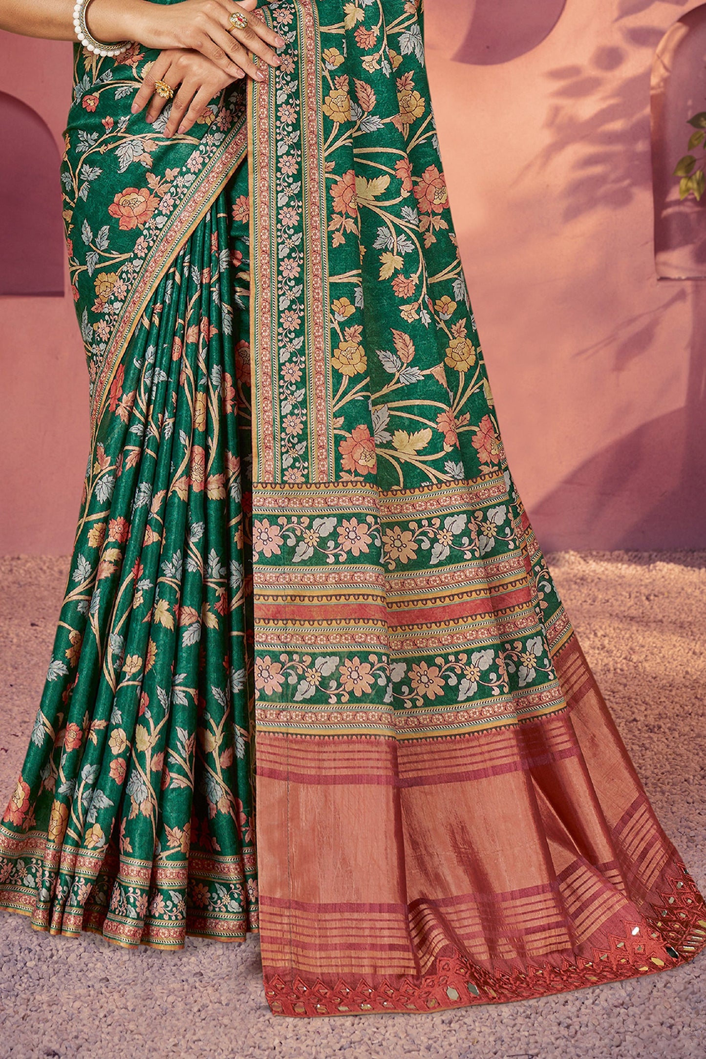 Green Floral Print Gajji Silk Saree-SAR10898_3_SareeButa.com
