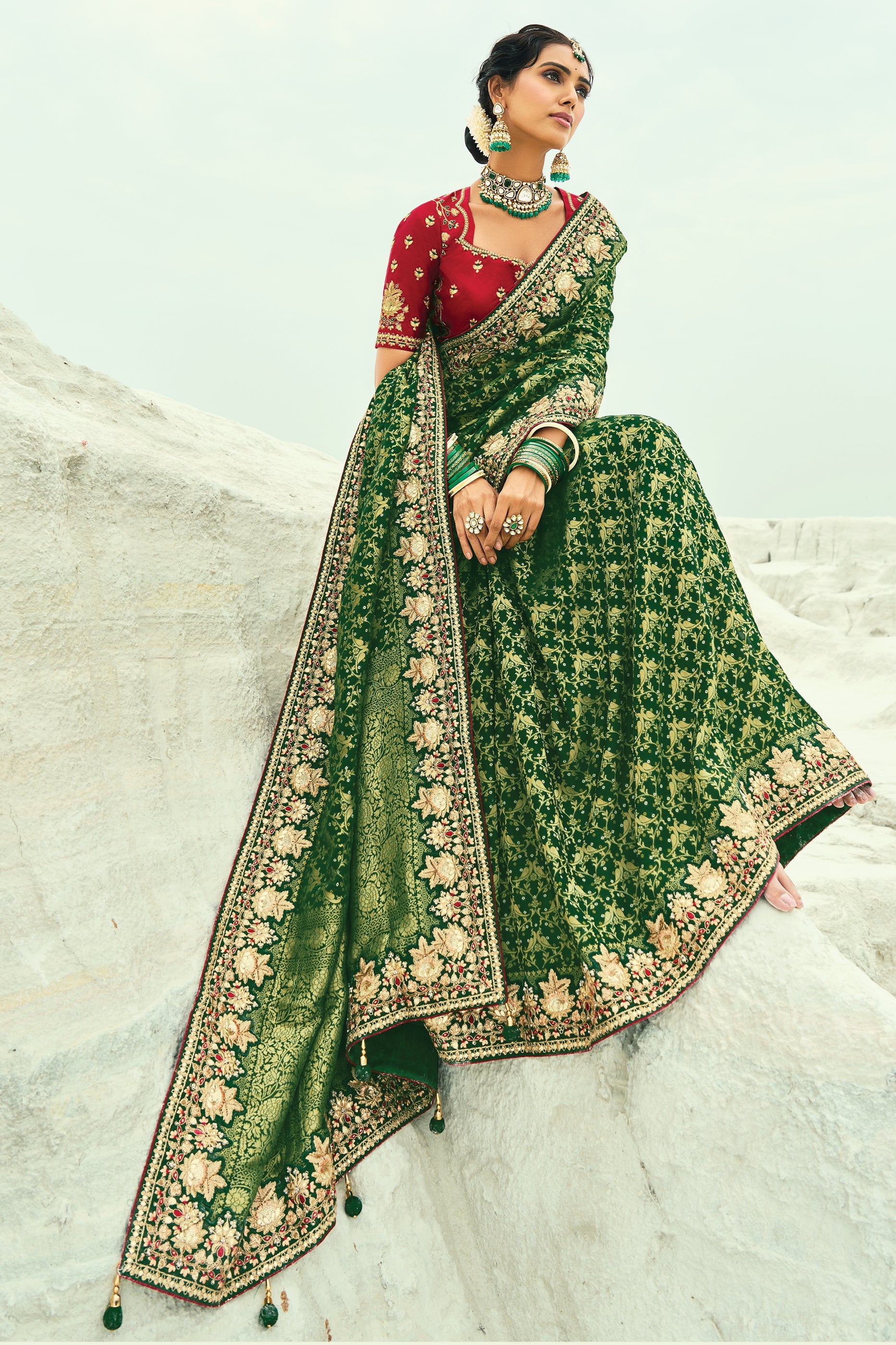 Green Georgette Bandhani Saree-SAR10295_4_SareeButa.com