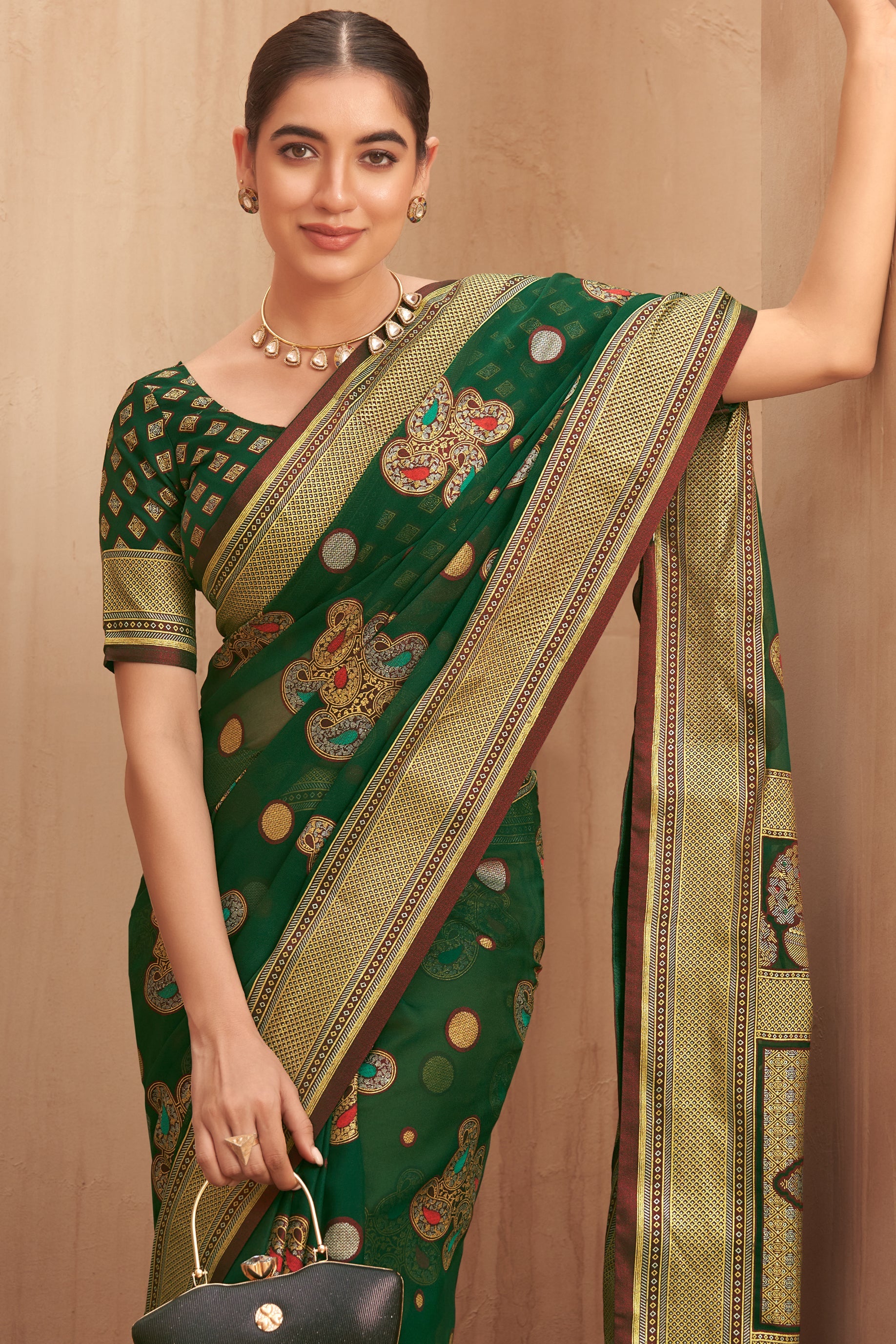 Green Georgette Brasso Saree-ZB134509_2_SareeButa.com