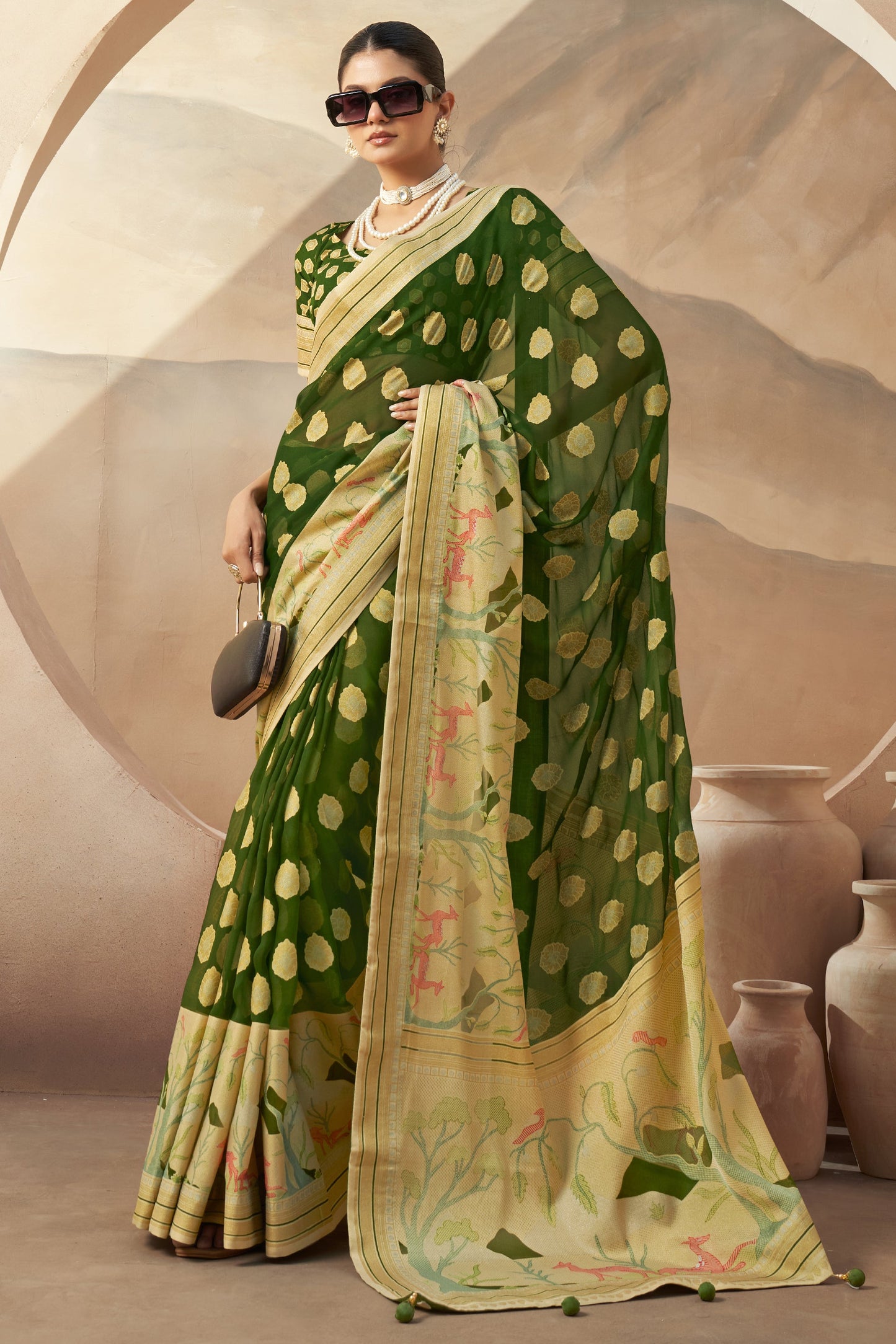 Green Georgette Paithani Saree-ZB133755_1_SareeButa.com