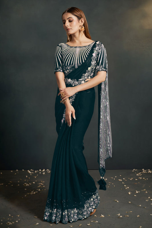 green-georgette-silk-readymade-saree-zb130599_1_SareeButa.com