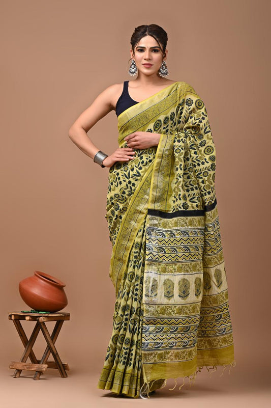 green-handblock-print-cotton-linen-saree-zb132567_1_SareeButa.com