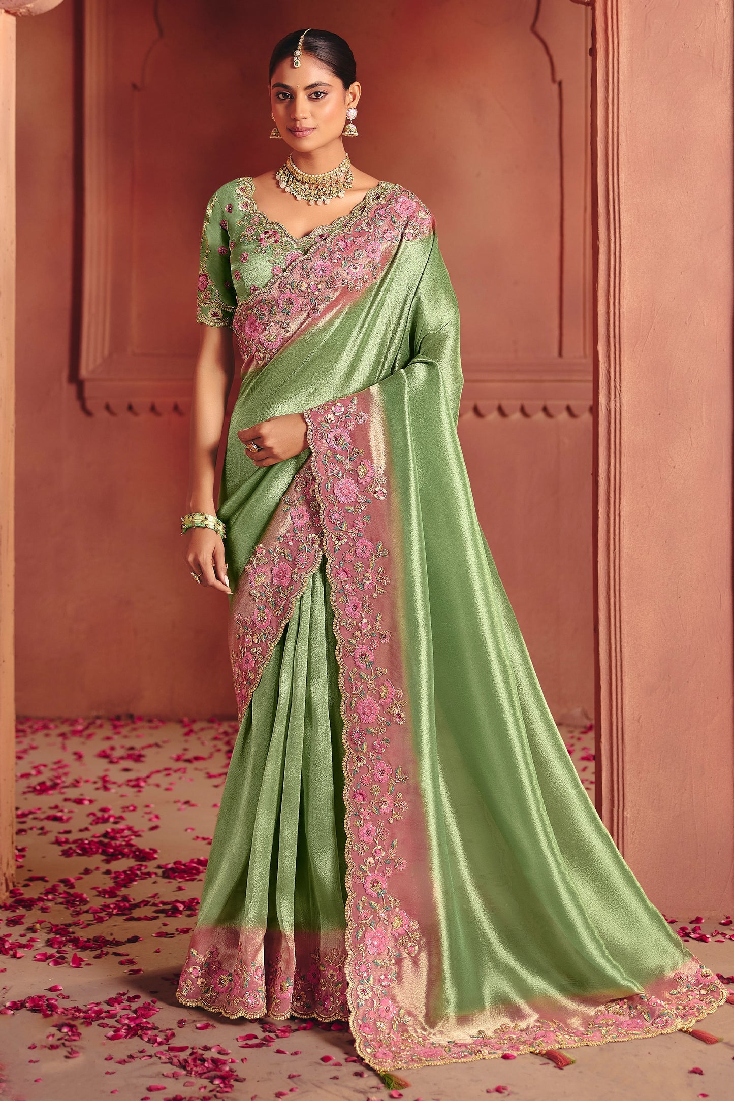 Green Heavy Work Embroidered Silk Saree-SAR12078_1_SareeButa.com
