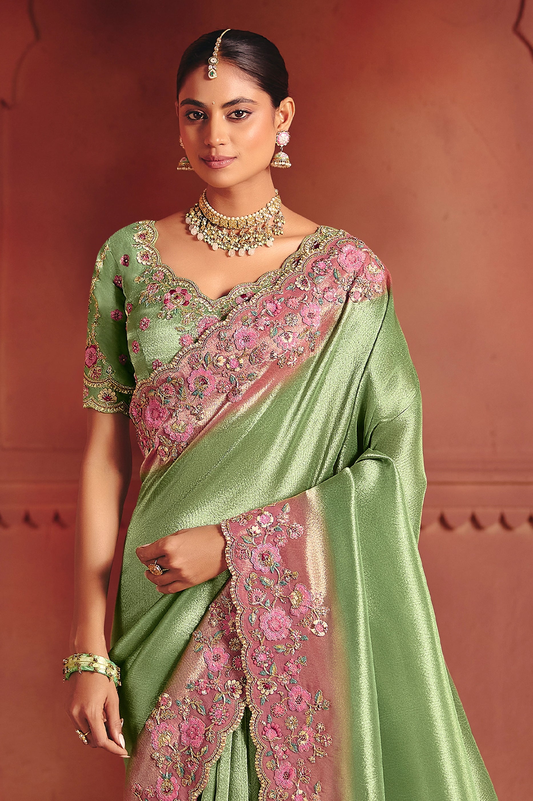 Green Heavy Work Embroidered Silk Saree-SAR12078_3_SareeButa.com