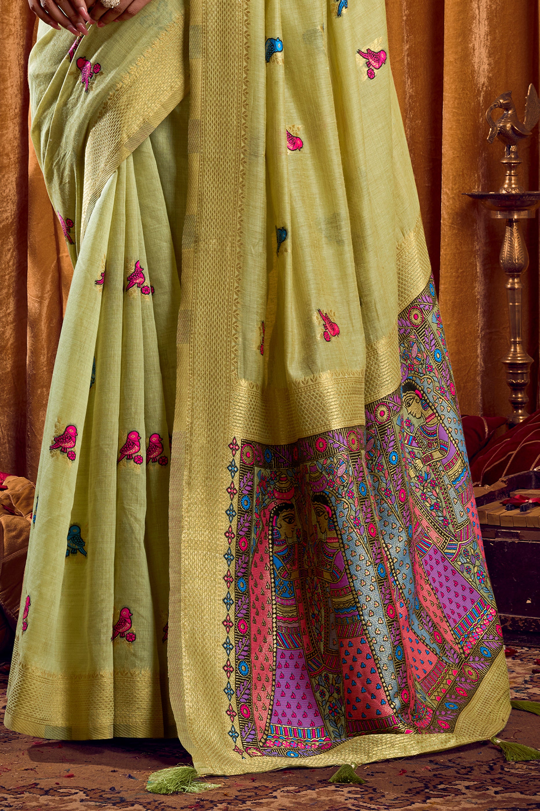 Green Katha Work Khadi Cotton Saree-SAR12661_5_SareeButa.com