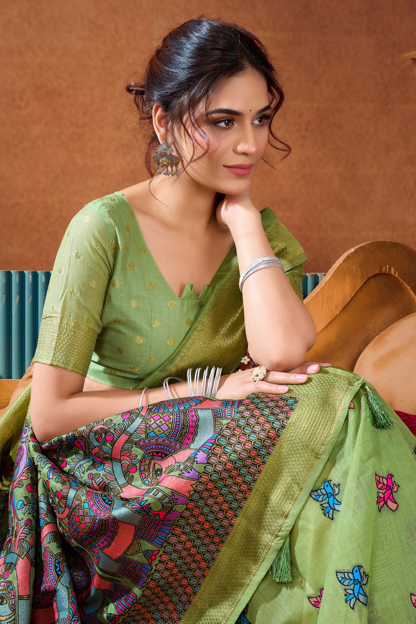 Green Katha Work Khadi Cotton Saree-SAR12692_2_SareeButa.com