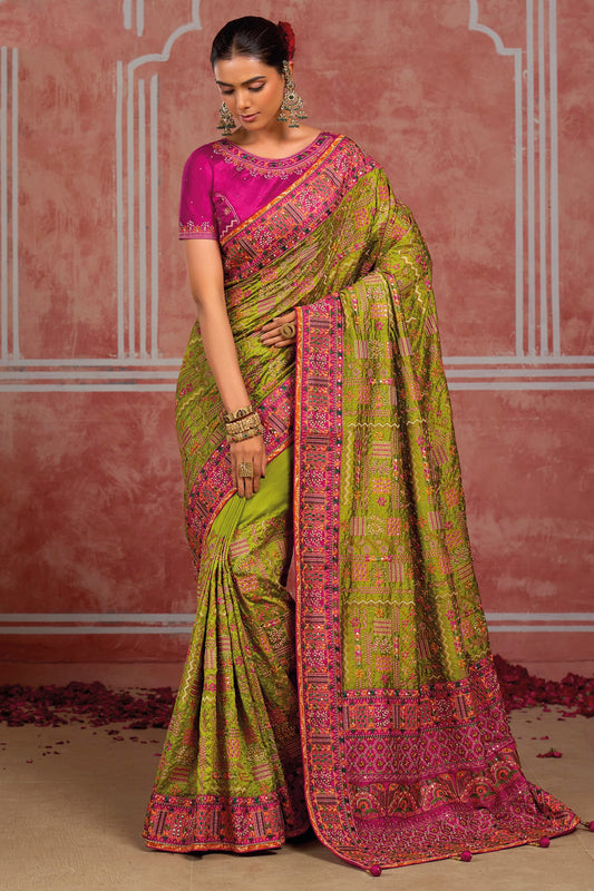 Green Kutchi Work Silk Saree-SAR13053_1_SareeButa.com