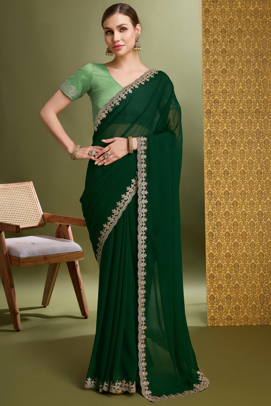 Green Lace Work Georgette Saree-ZB133899_1_SareeButa.com