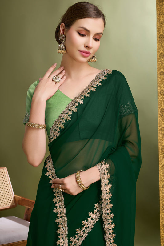 Green Lace Work Georgette Saree-ZB133899_2_SareeButa.com