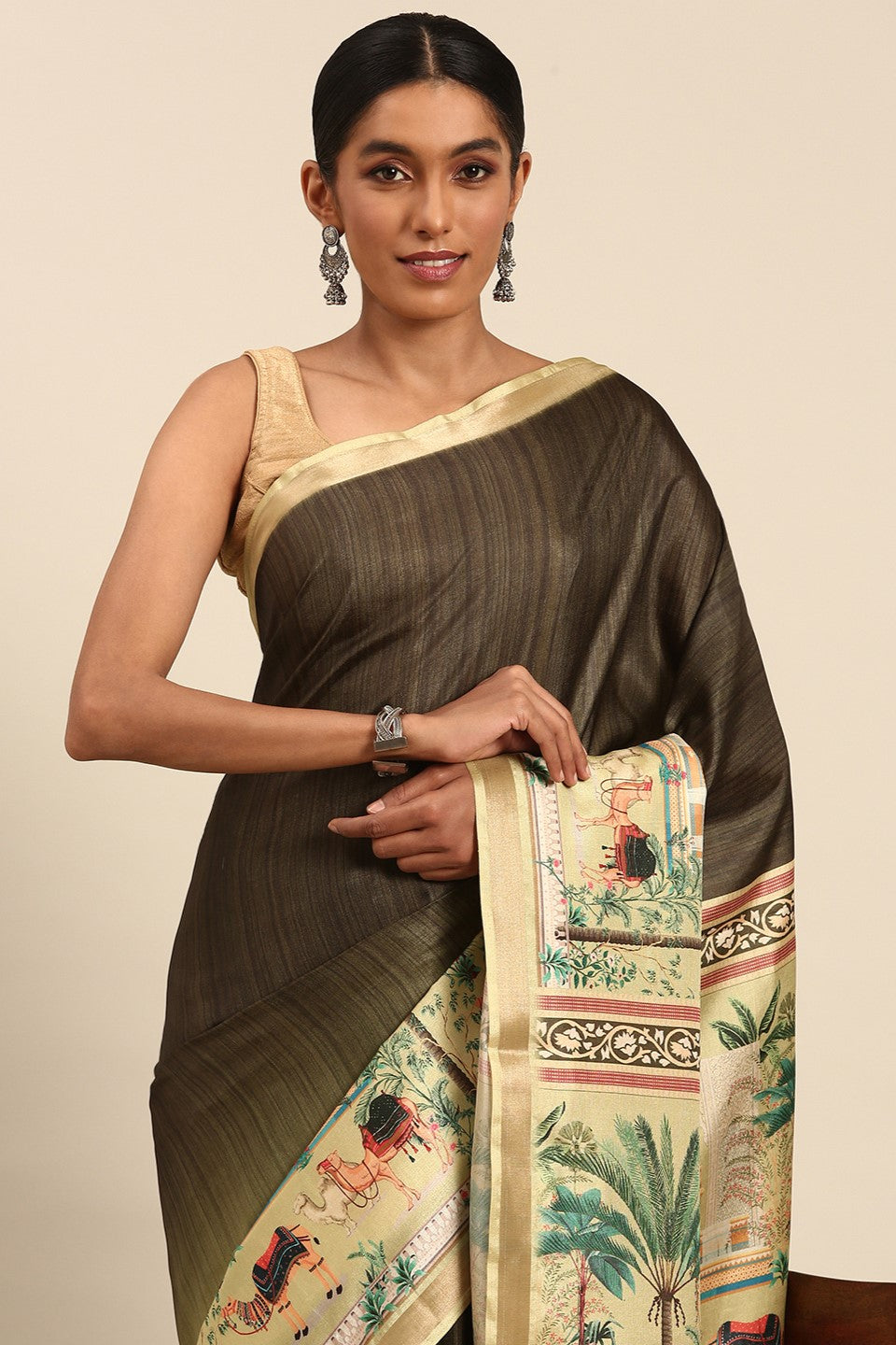 Green Printed Cotton Saree-ZB132980_2_SareeButa.com