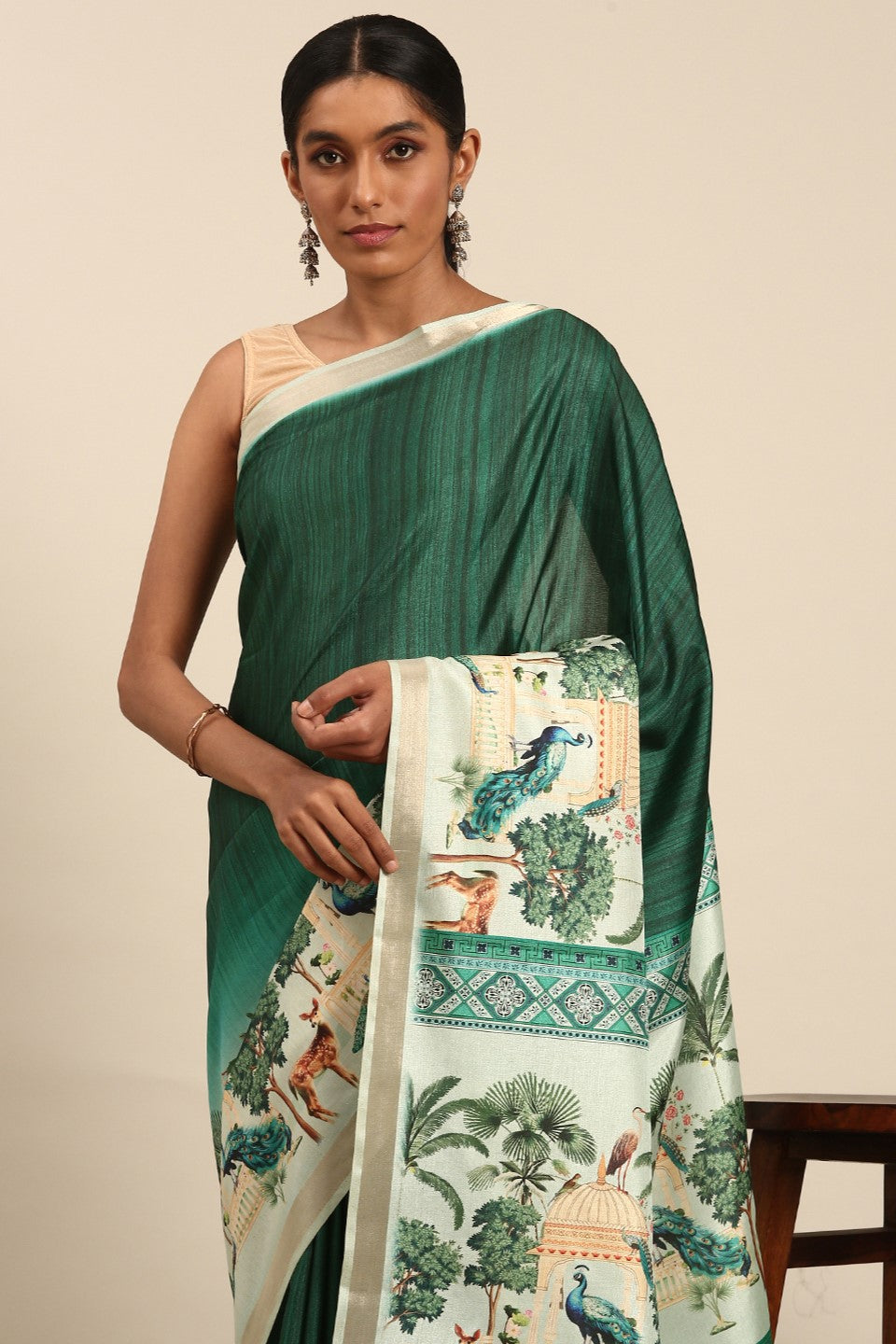 Green Printed Cotton Saree-ZB132985_2_SareeButa.com