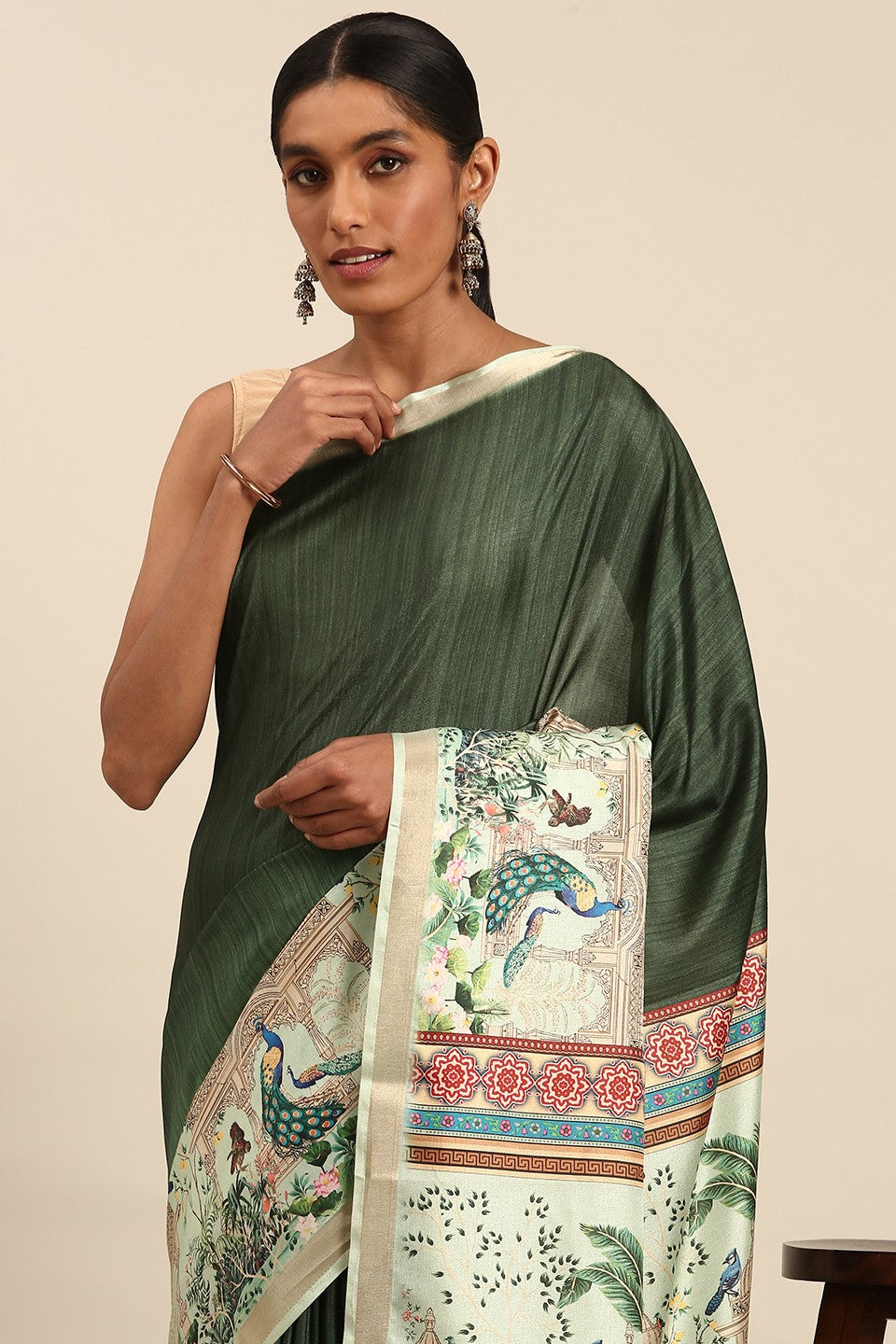 Green Printed Cotton Saree-ZB133439_2_SareeButa.com