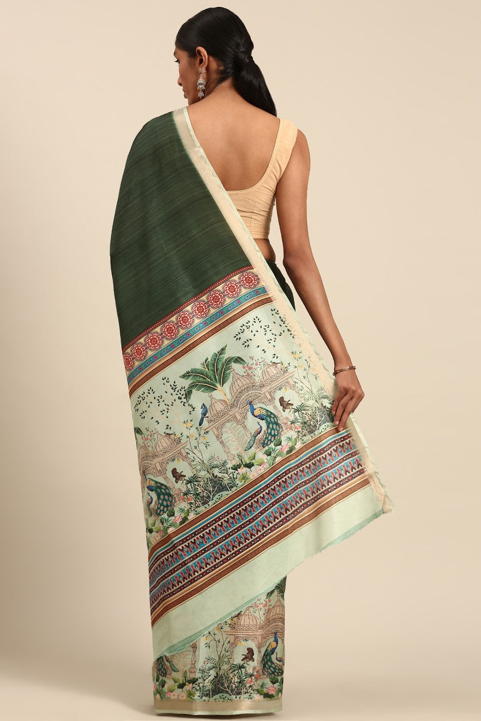 Green Printed Cotton Saree-ZB133439_3_SareeButa.com