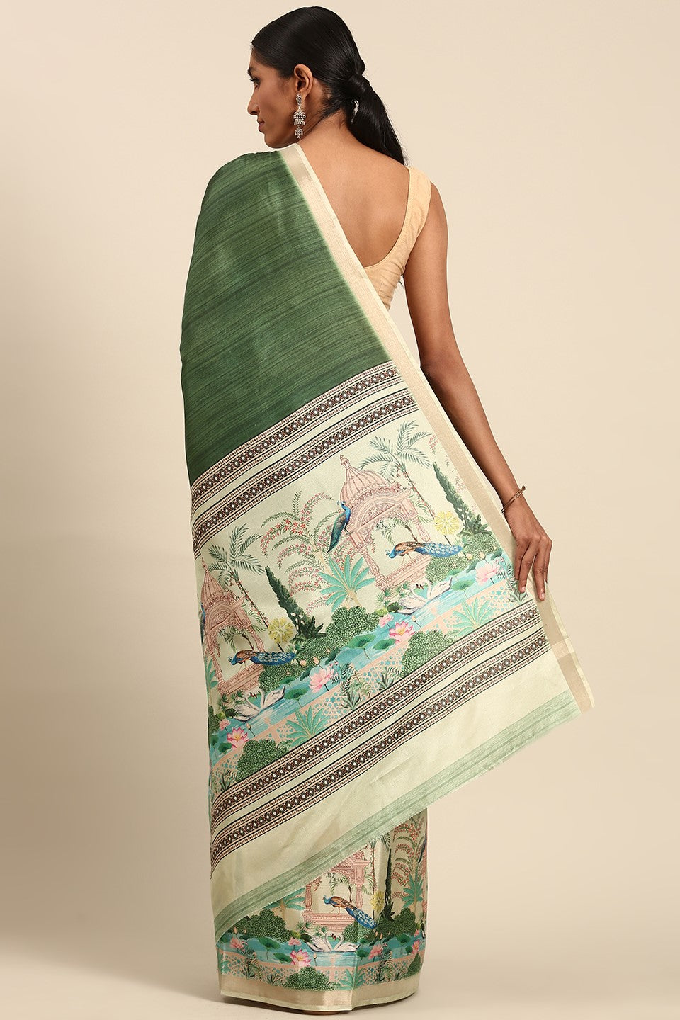 Green Printed Cotton Saree-ZB133446_3_SareeButa.com